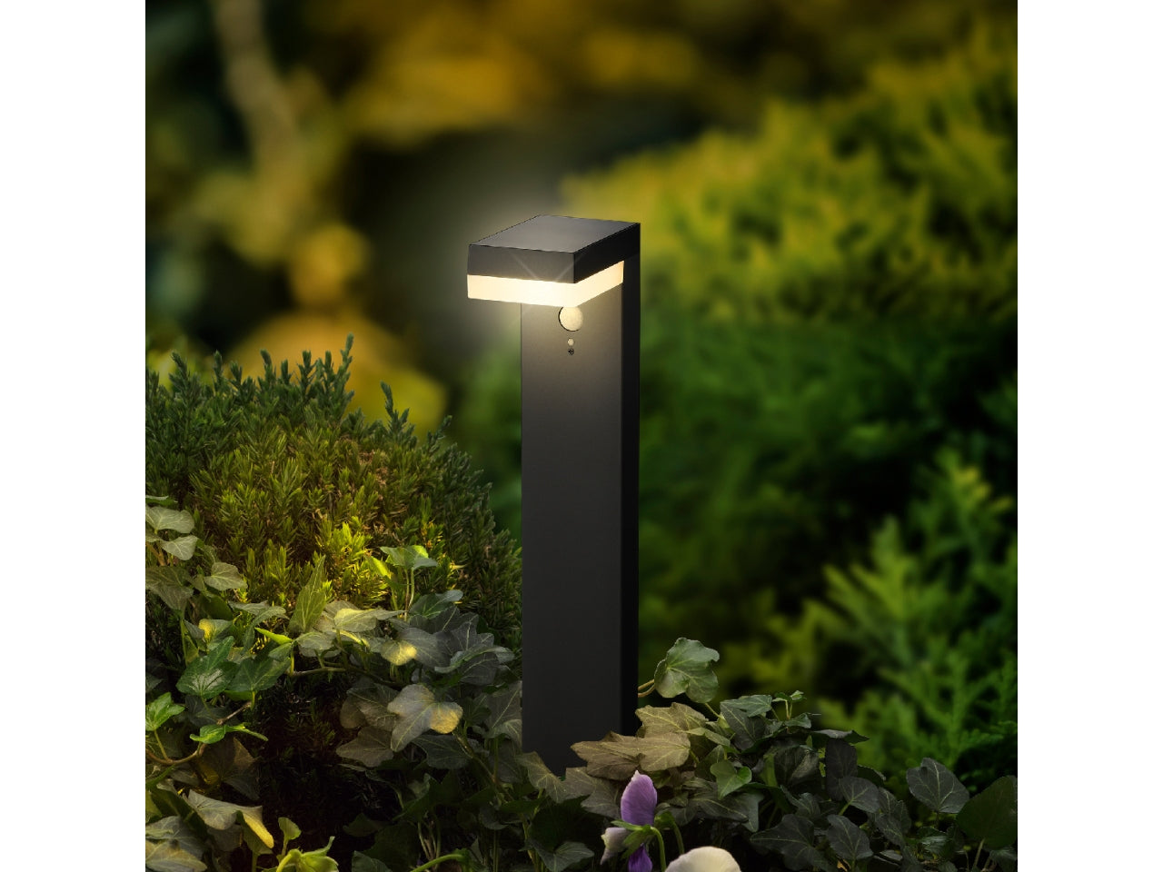 Faretto solare grigio antracite da giardino in alluminio e plastica 16,5cm x 9,5 cm x altezza 50cm luce fissa bianco caldo
