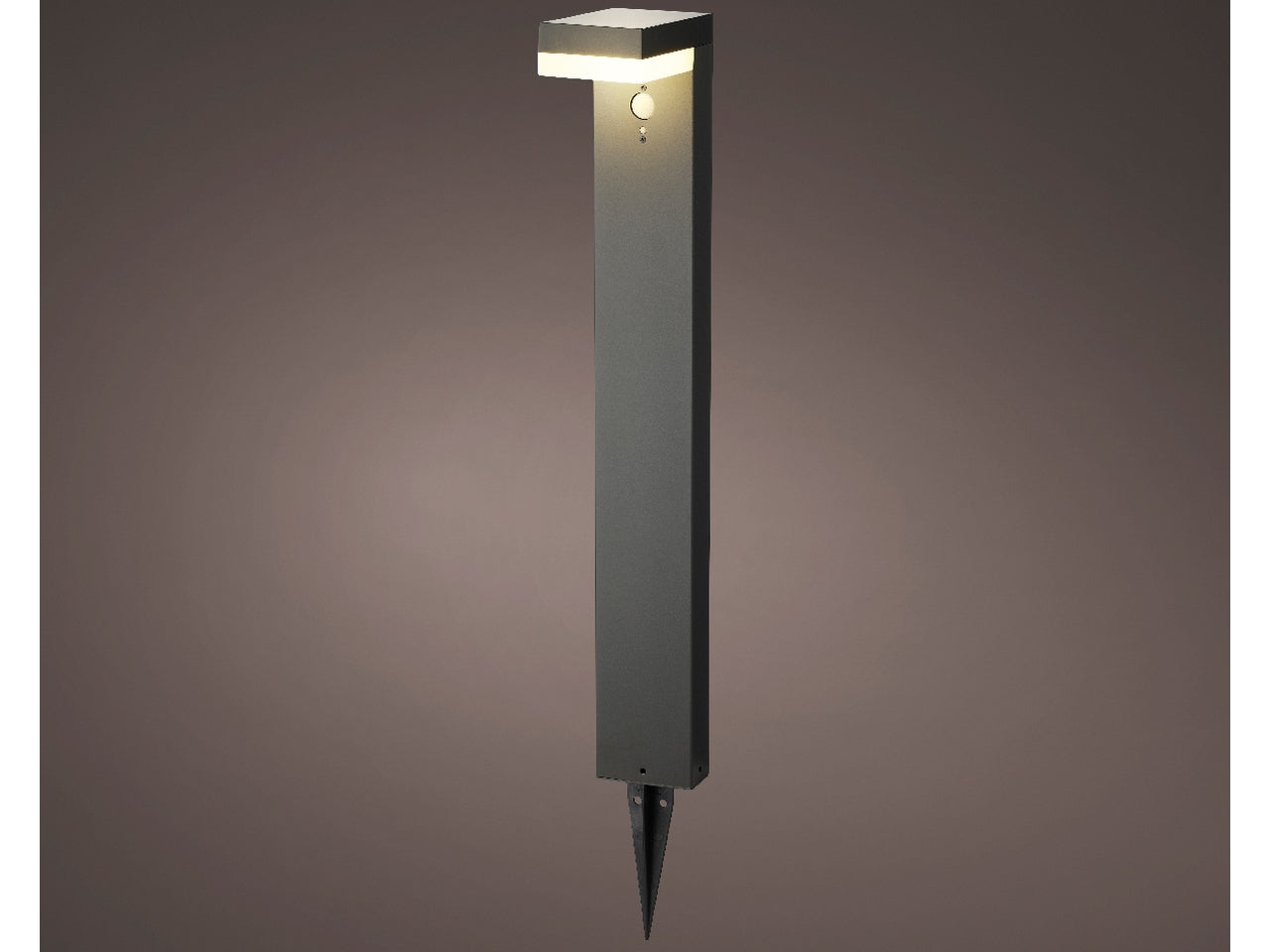 Faretto solare grigio antracite da giardino in alluminio e plastica 16,5cm x 9,5 cm x altezza 70cm luce fissa bianco caldo