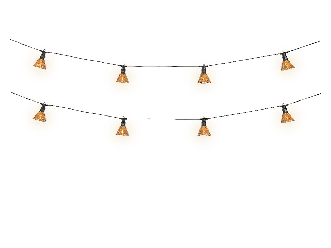 Catena luminosa led per esterno a luce fissa bianco caldo diametro 6cm x 450cm x altezza 9cm con trasformatore