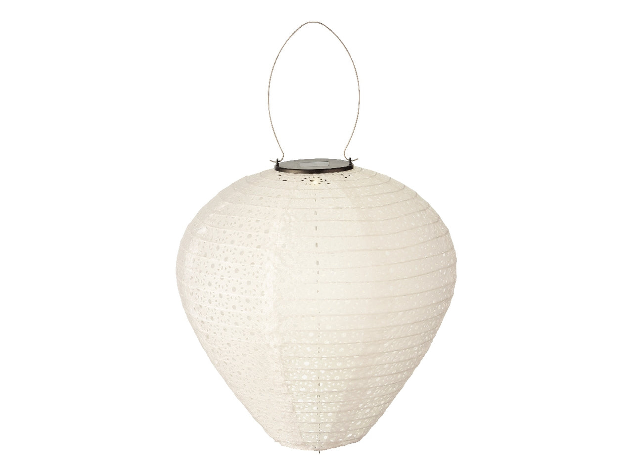 Lanterna solare in nylon bianca con luce fissa bianco caldo diametro 30cm x altezza 28cm