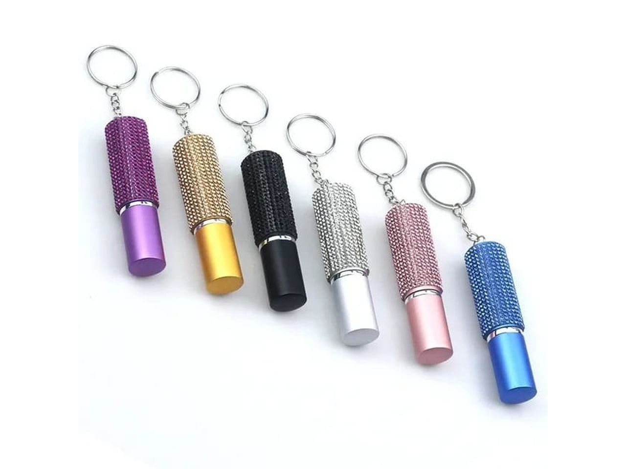 Portachiavi portaprofumo in pvc con glitter multicolori 2x9cm