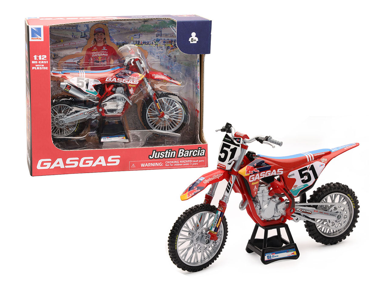 Moto redbull gasgas mc450f factory racing team - justin barcia 51 in scala 1:12