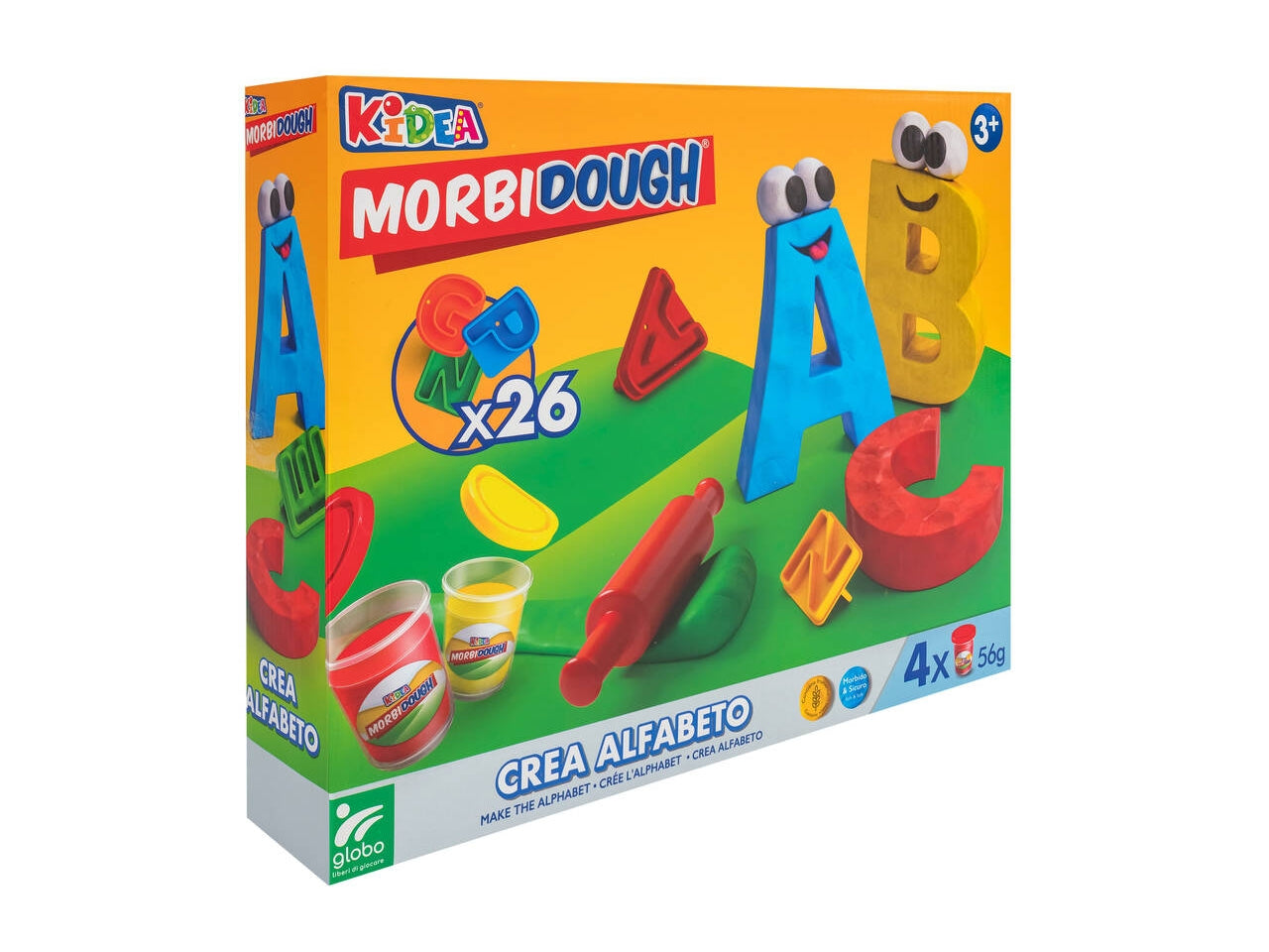Morbidough morbido alfabeto 26 lettere 4x56gr