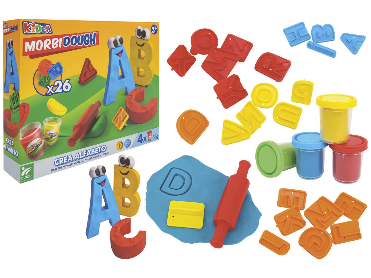 Morbidough morbido alfabeto 26 lettere 4x56gr