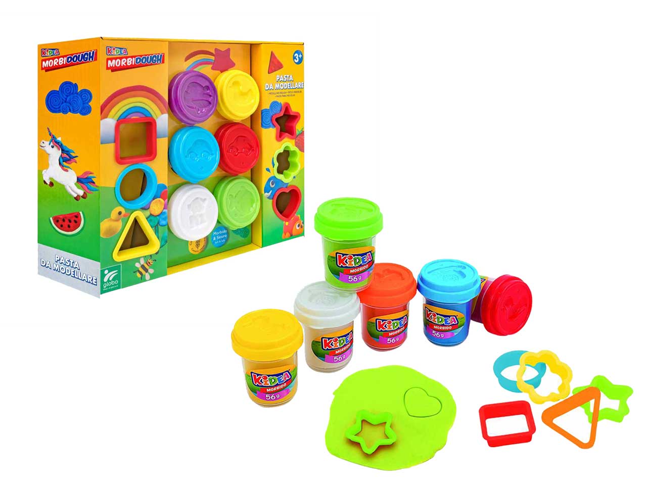 Morbidough morbido set geometrico 6x56gr con 6 formine