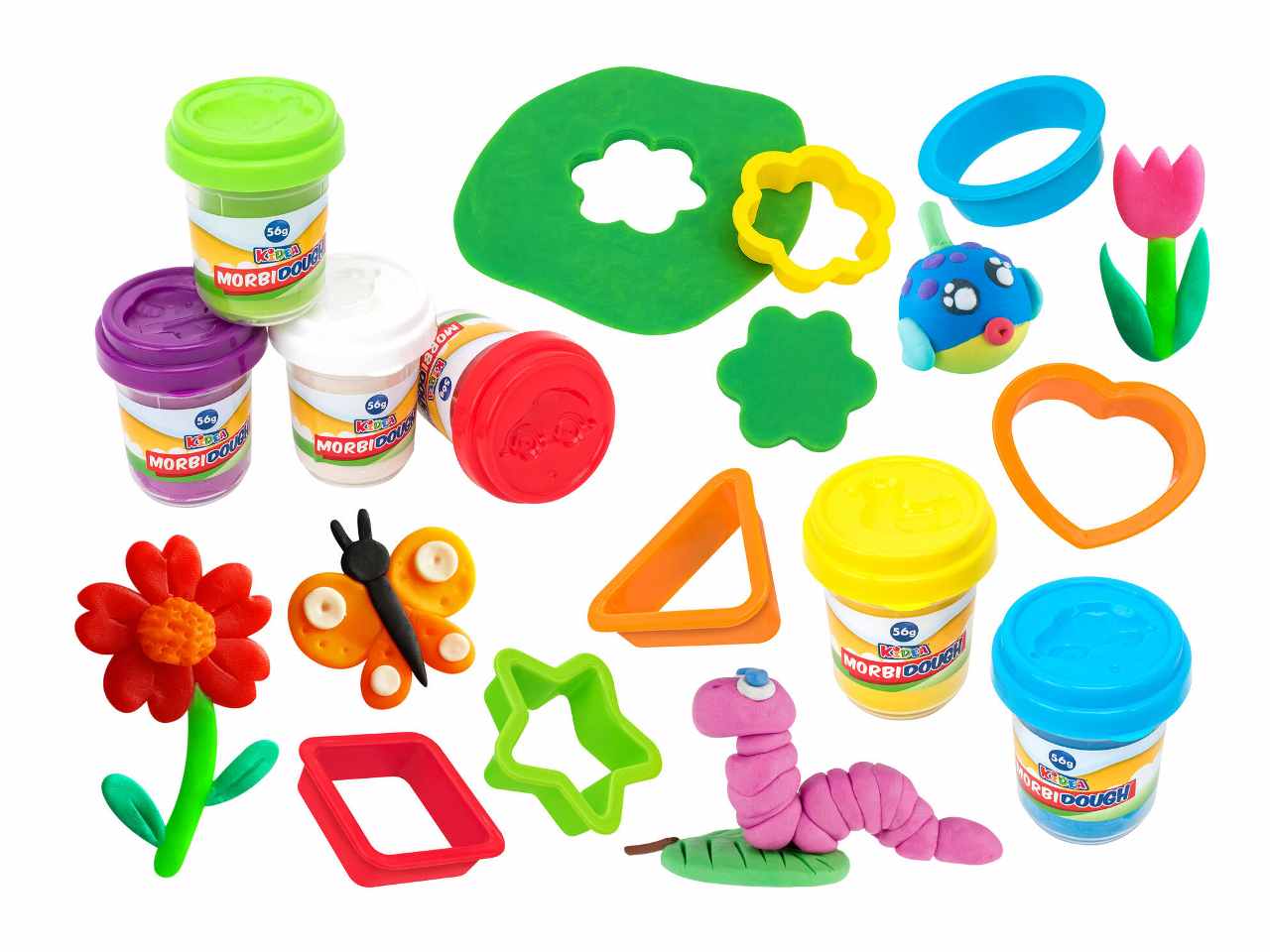 Morbidough morbido set geometrico 6x56gr con 6 formine