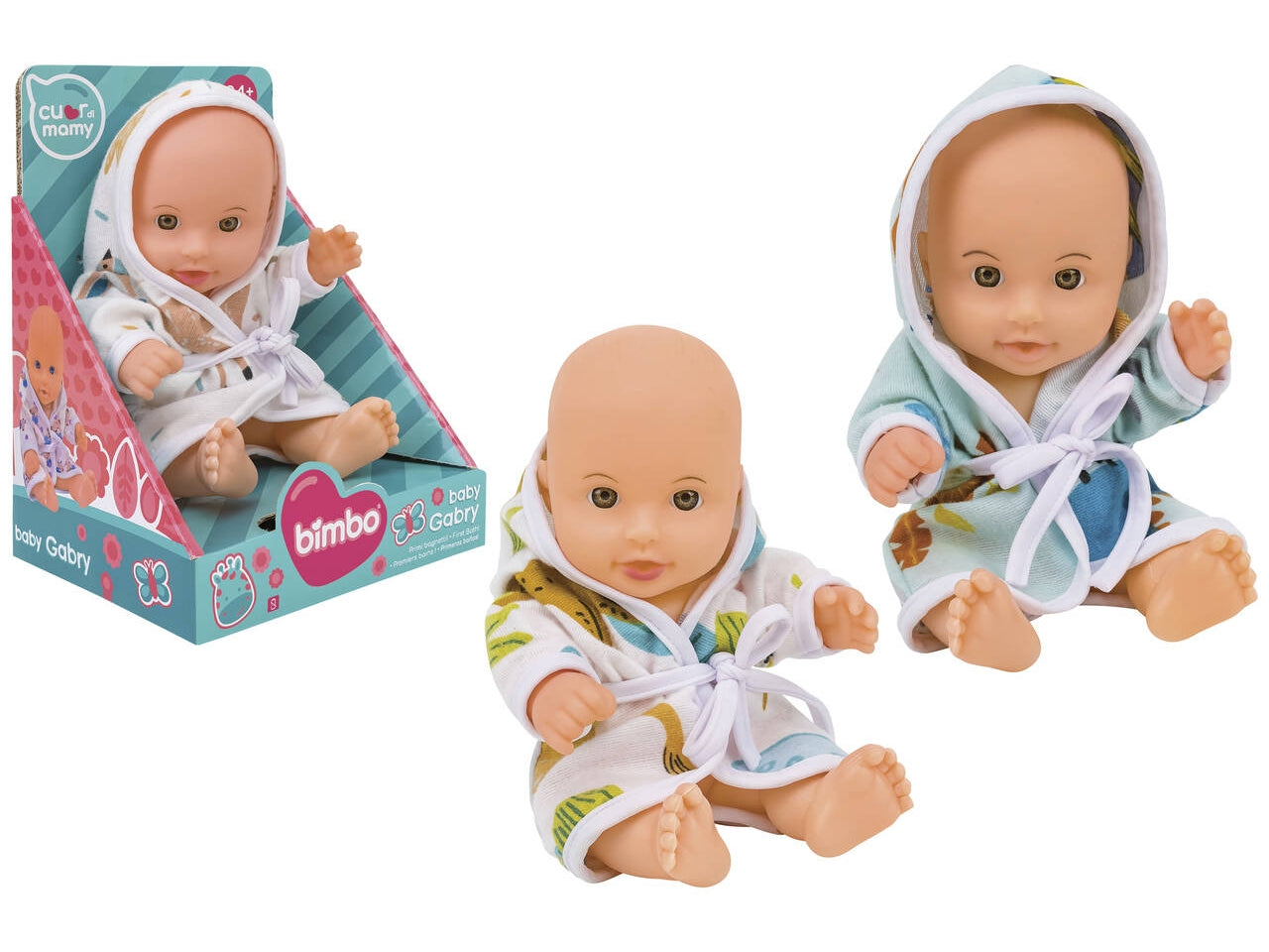 Bimbo bambola 21cm con accappatoio assortiti