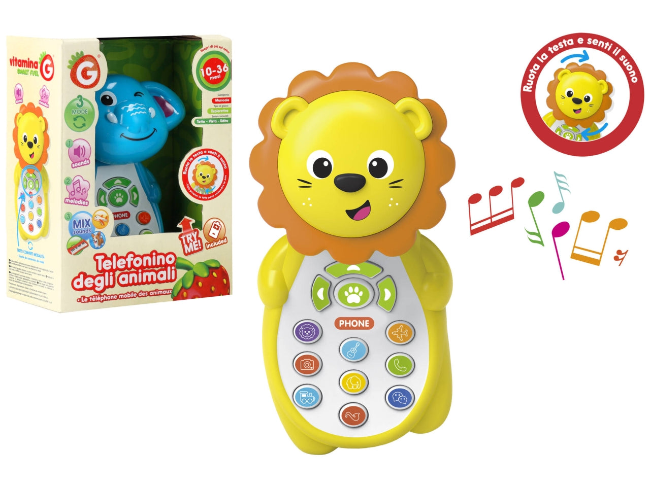 Vitamina G telefono animale batteria con suoni musiche assortiti