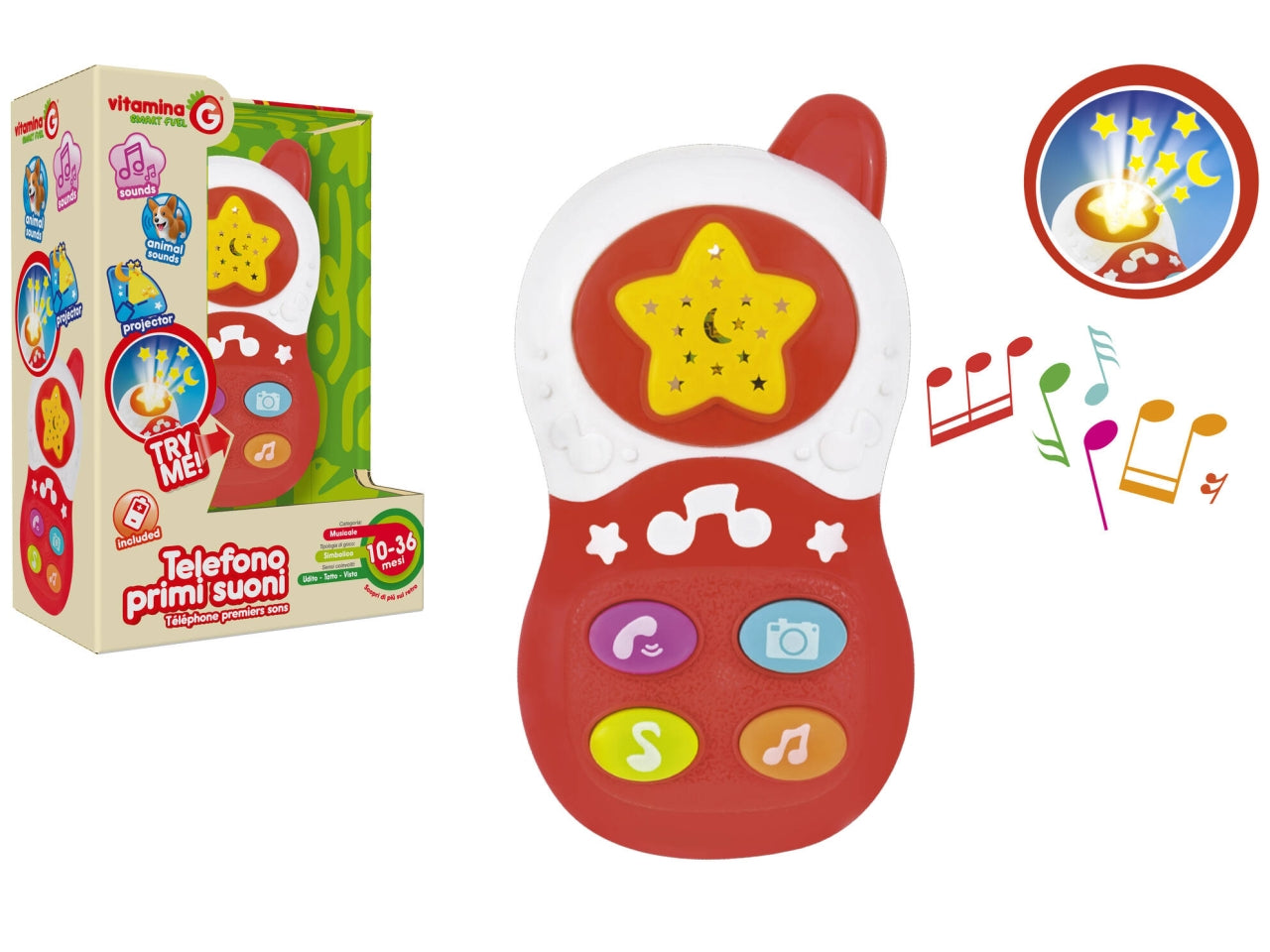 Vitamina G telefono batteria conluci/suoni