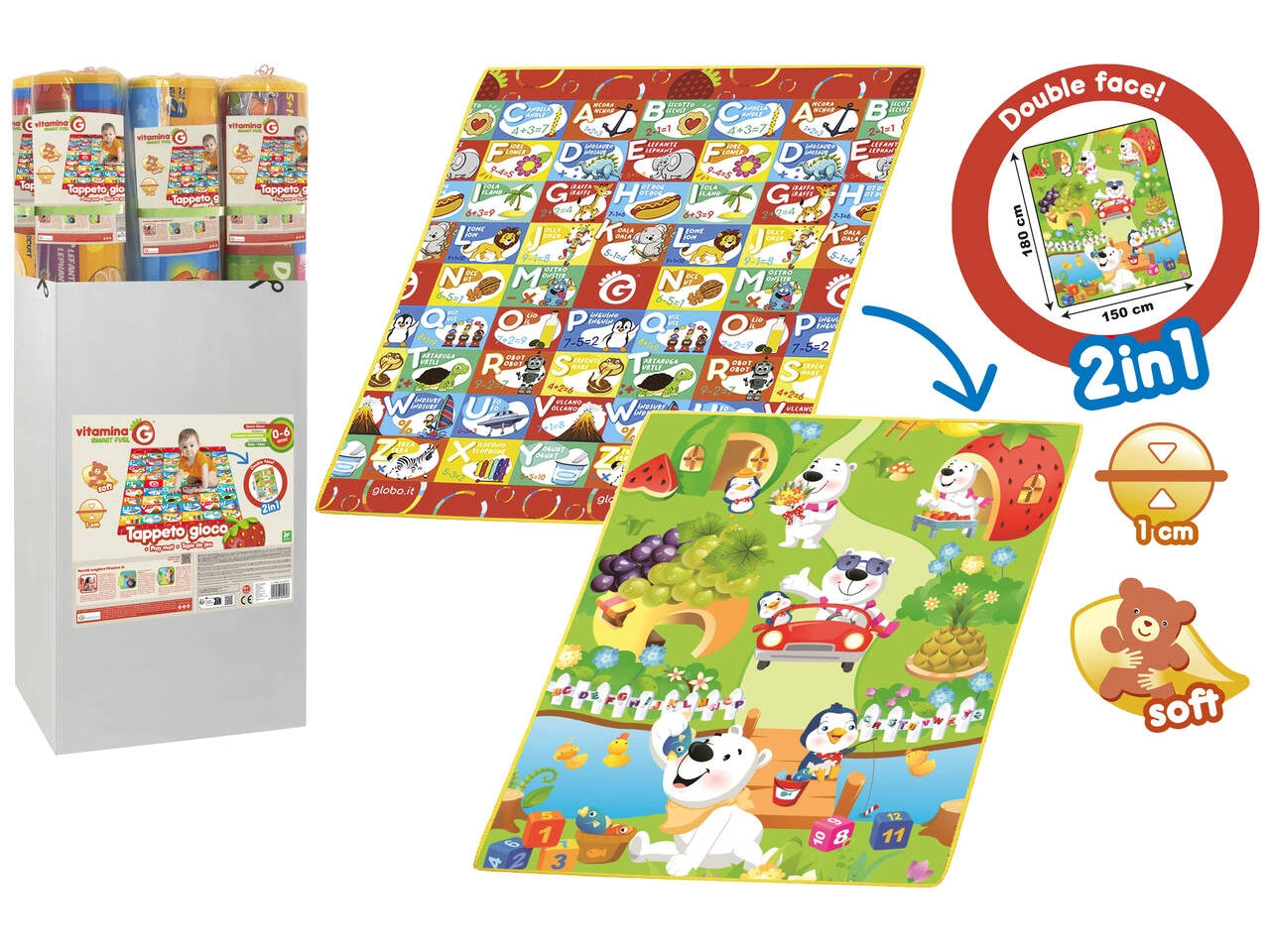 Vitamina G tappeto epe 180x150x1cm 2 lati stamp lettere e numeri