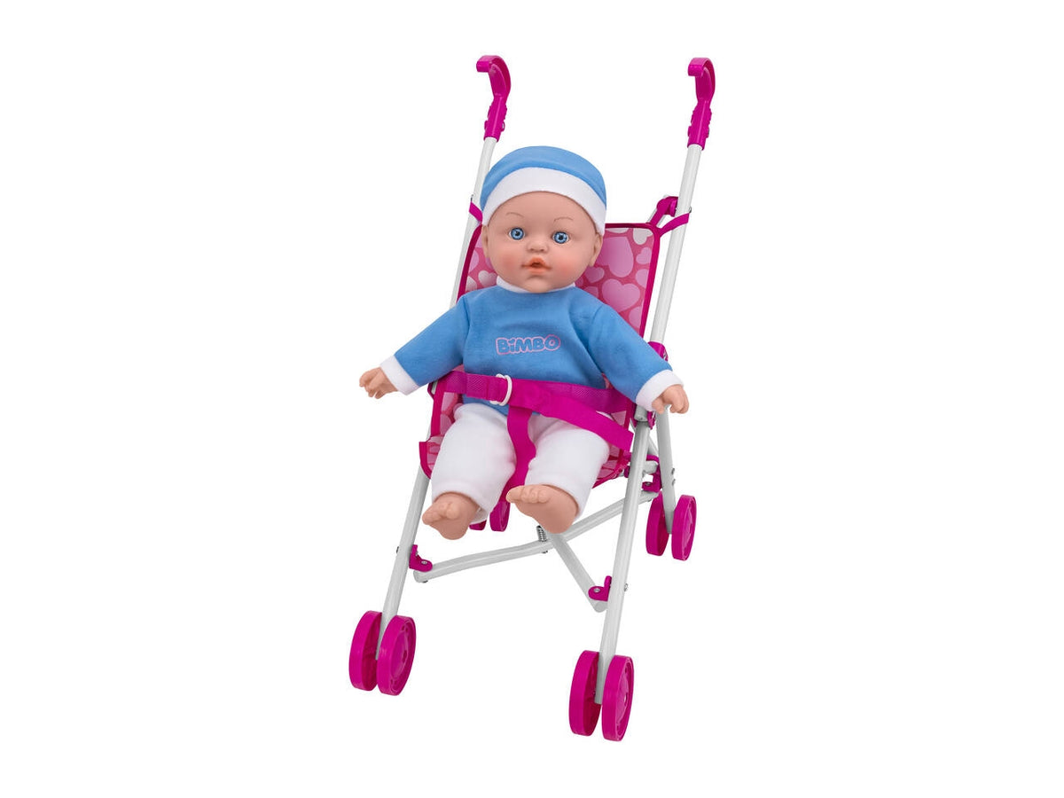 Bimbo bambola 41cm a batteria 6 frasi  con passeggino42481
