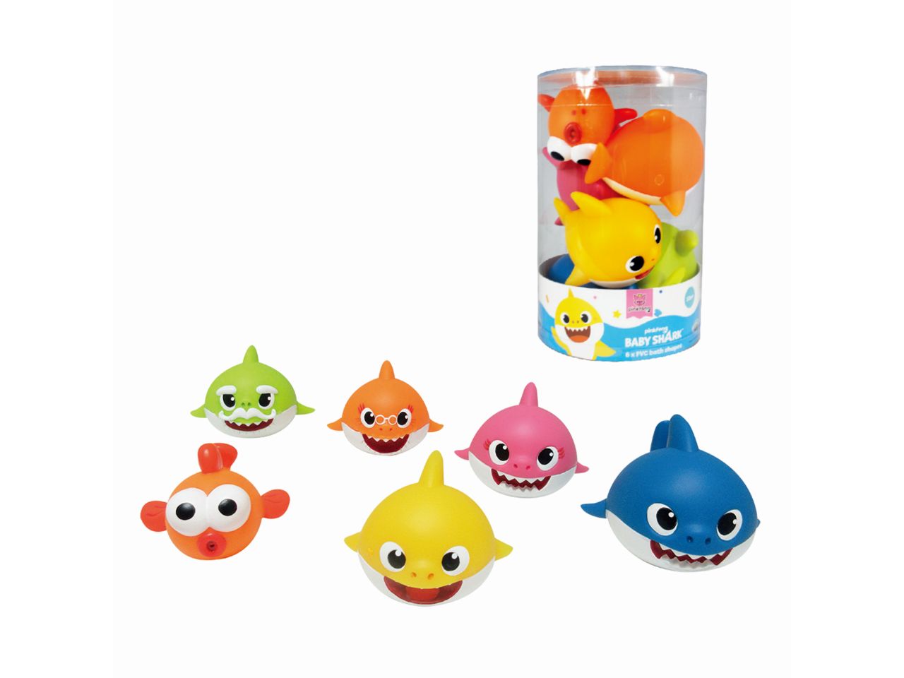 Baby shark - set 6 personaggi in barattolo