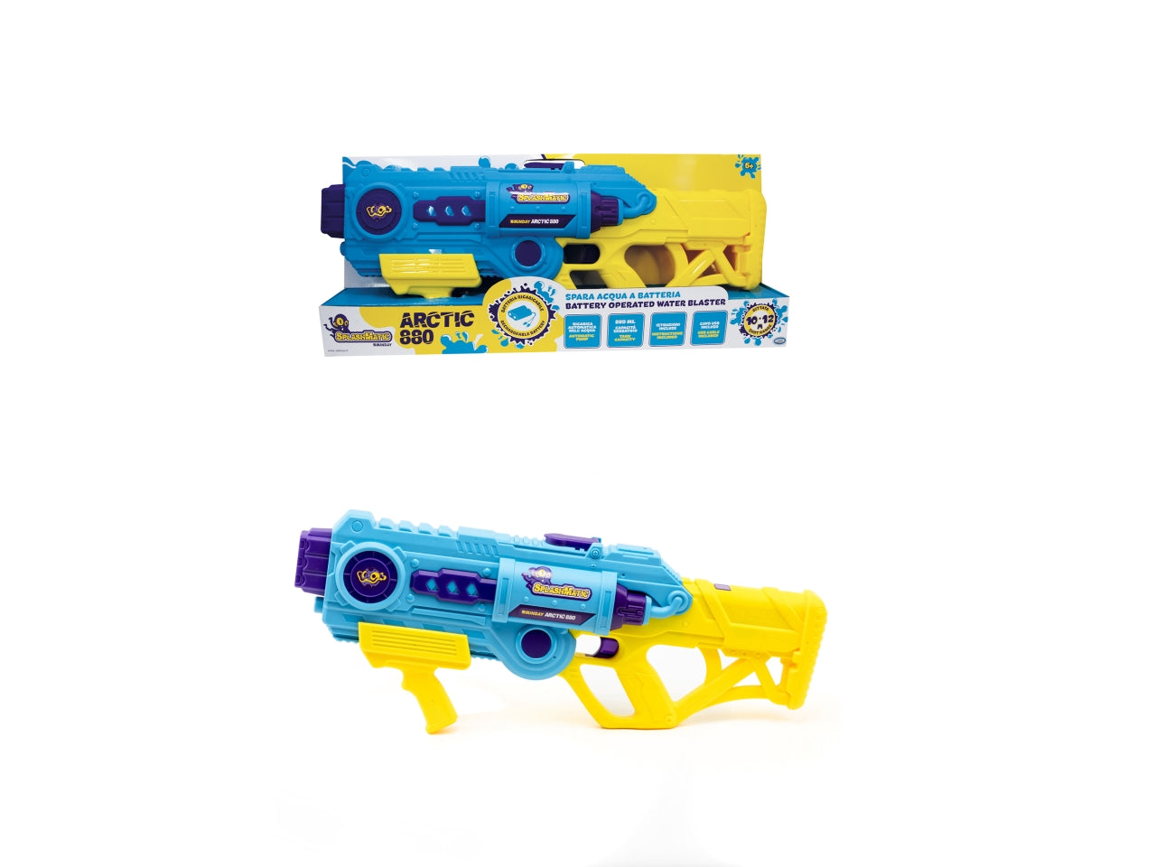 Splashmatic - arctic 880 spara acqua 880ml, funzione autoricarica, carica batteria incluso, gittata 10 - 12 mt