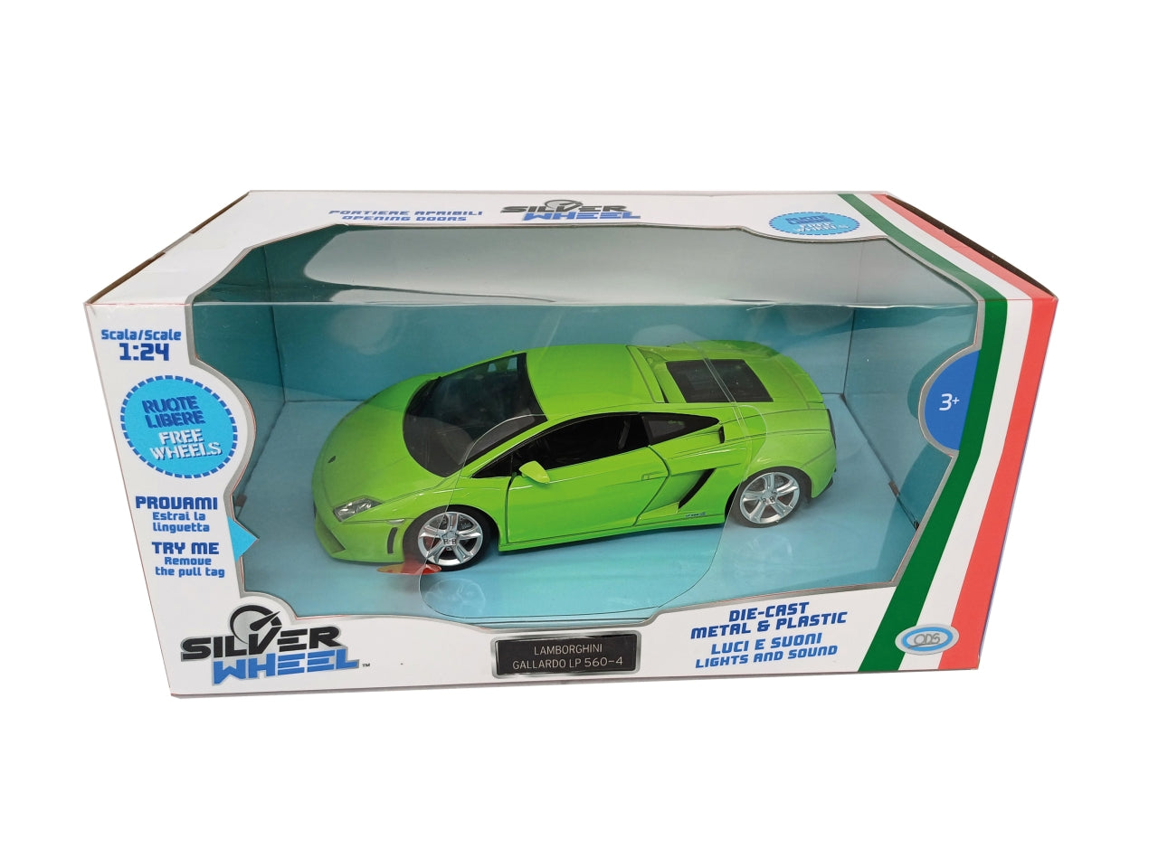 Silver wheel auto lamborghini scala 1:24 con luci e suoni