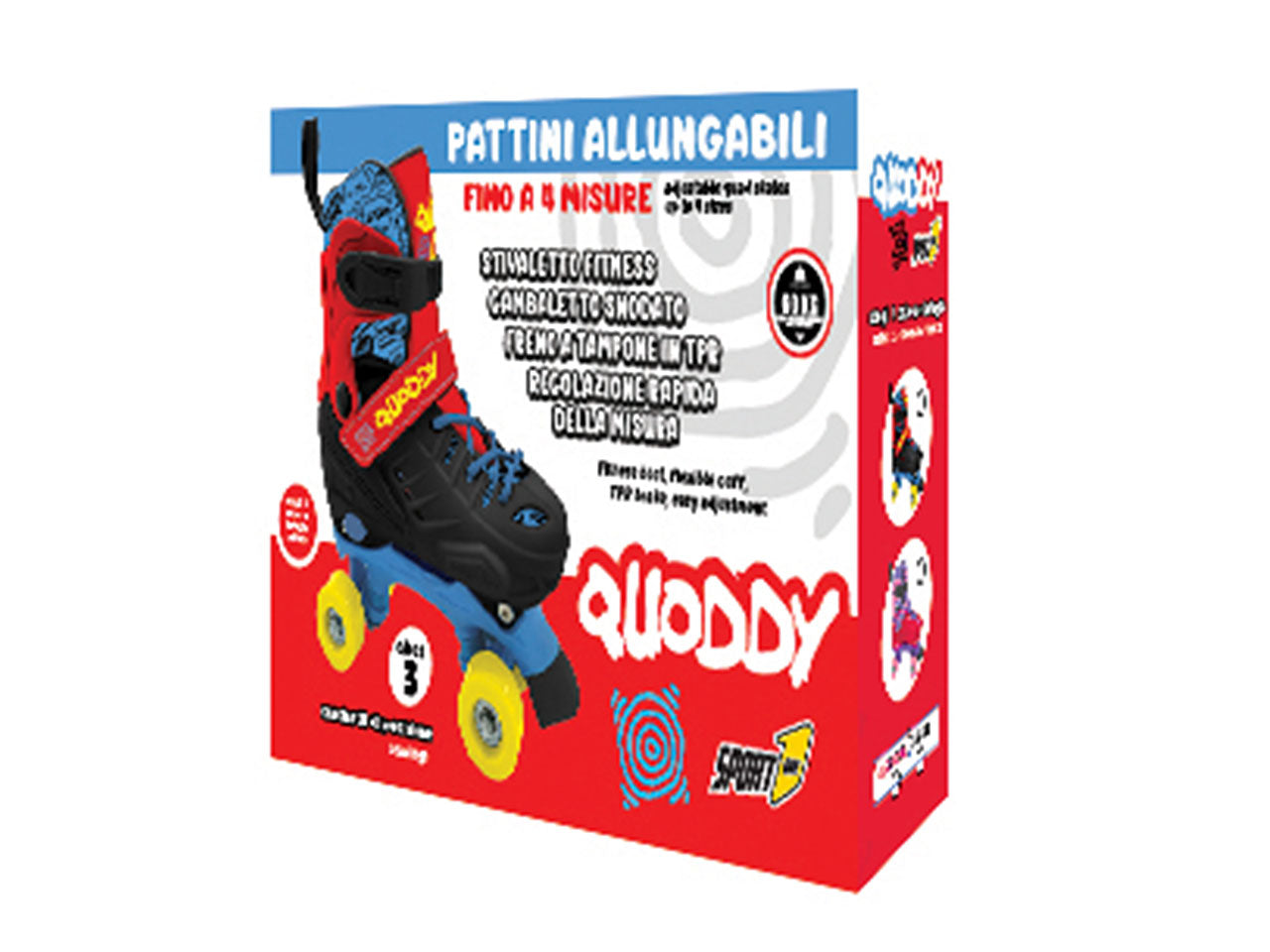 Pattini linea quoddy taglia 35-38 boy con 4 ruote allungabili fino a quattro misure e freno a tampone