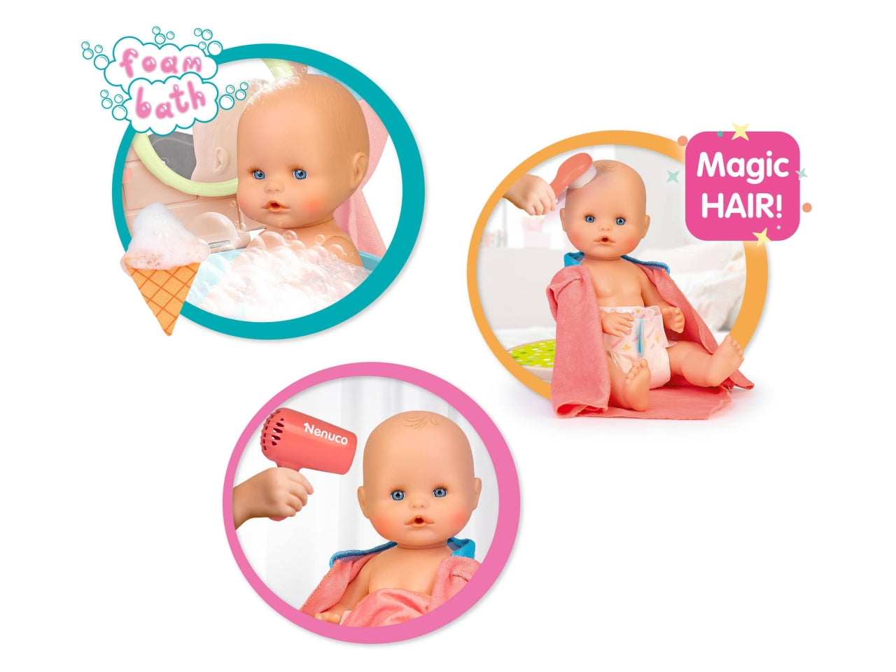 Nenuco Bagnetto con le Bolle - Bambola con Accessori, Multicolor, EtÃ  3+, Famosa