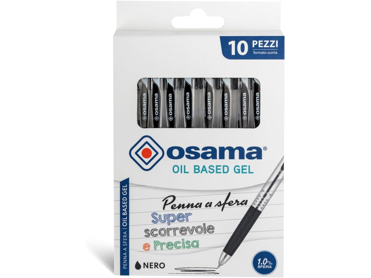 Osama penne obg sfera a scatto nera - la confezione contiene 10 penne