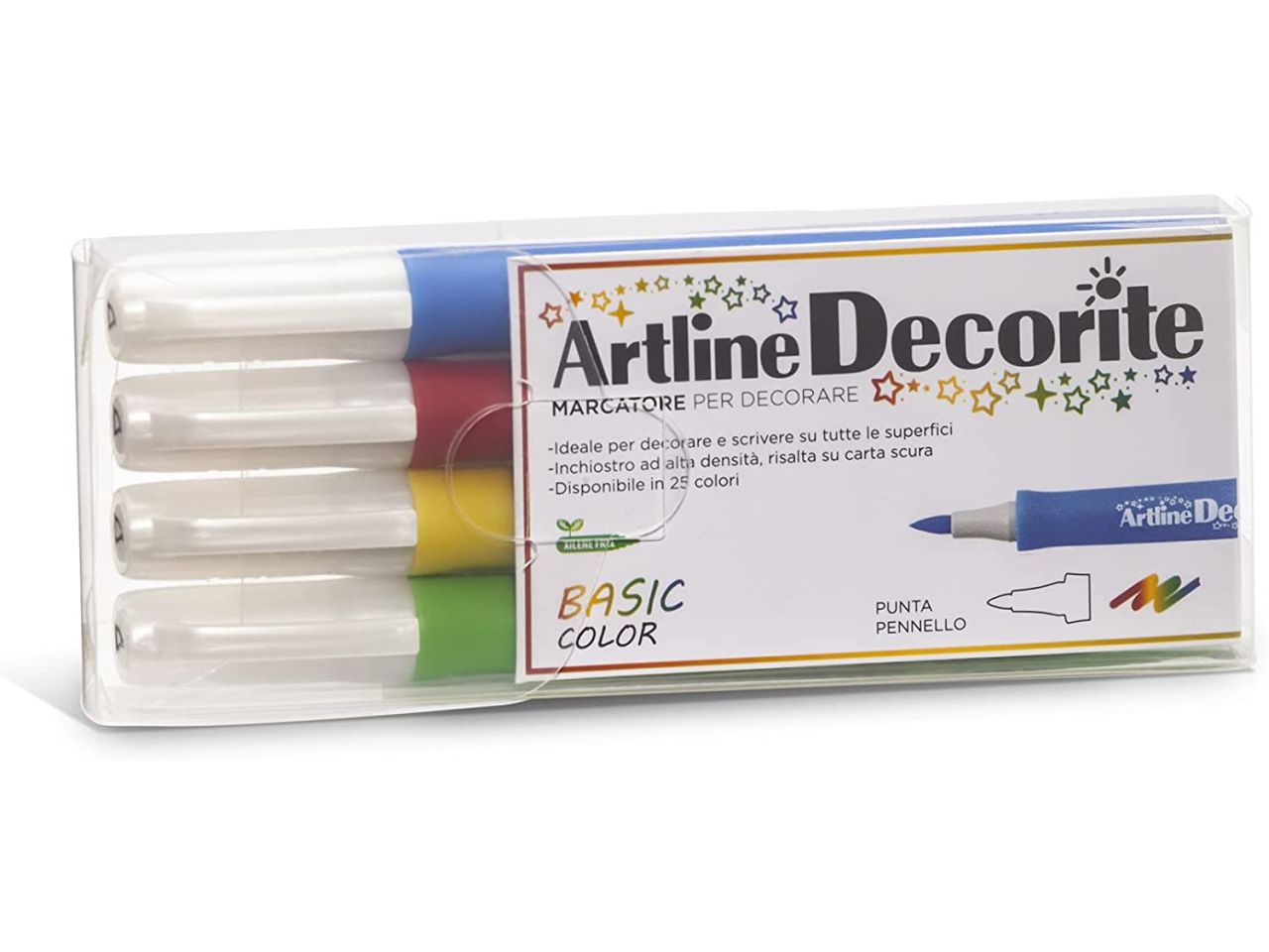 Marcatore decorite con punta pennello basic color - la confezione contiene 4 marcatori