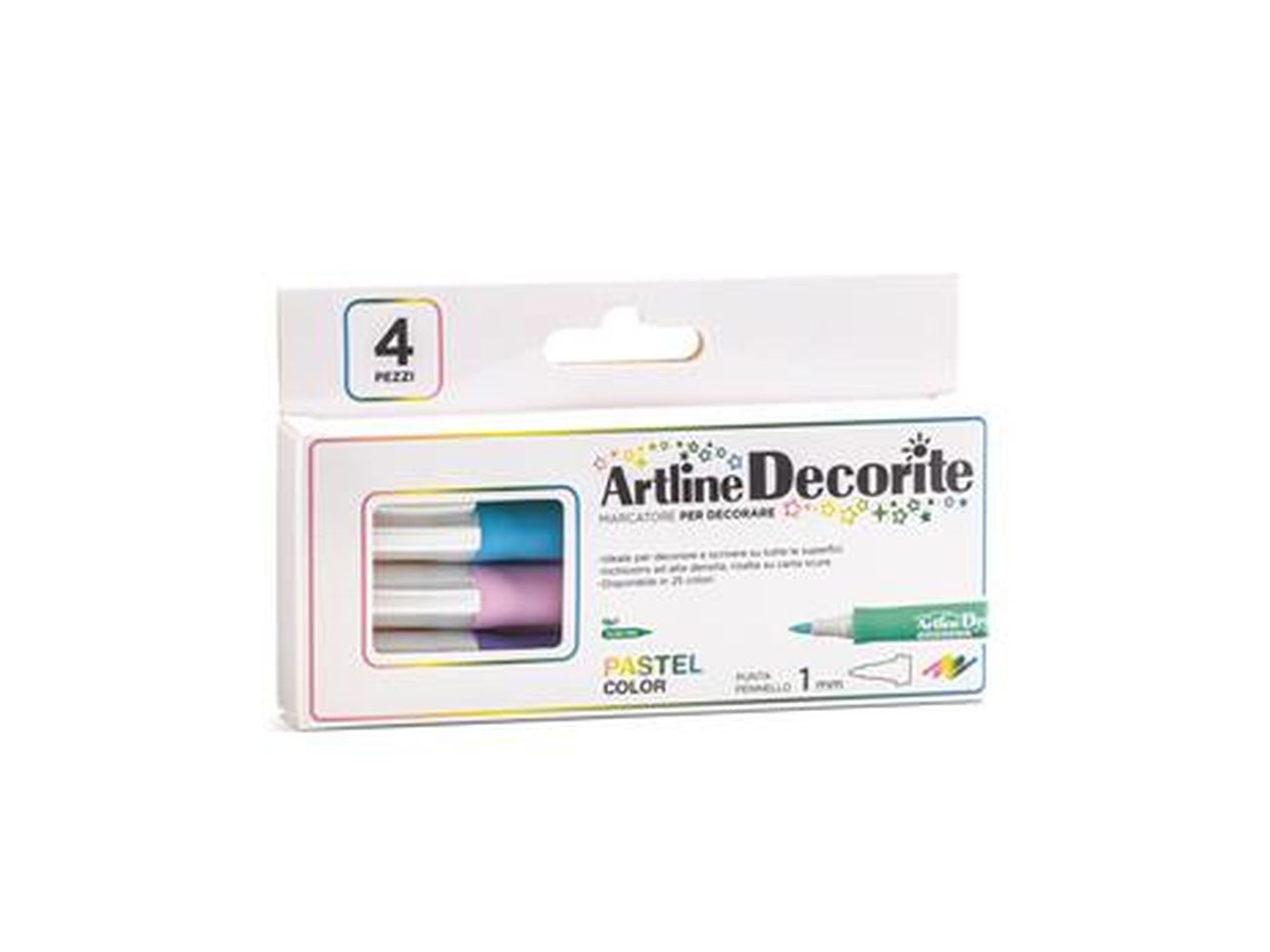 Marcatore decorite con punta pennello pastel color - la confezione contiene 4 marcatori