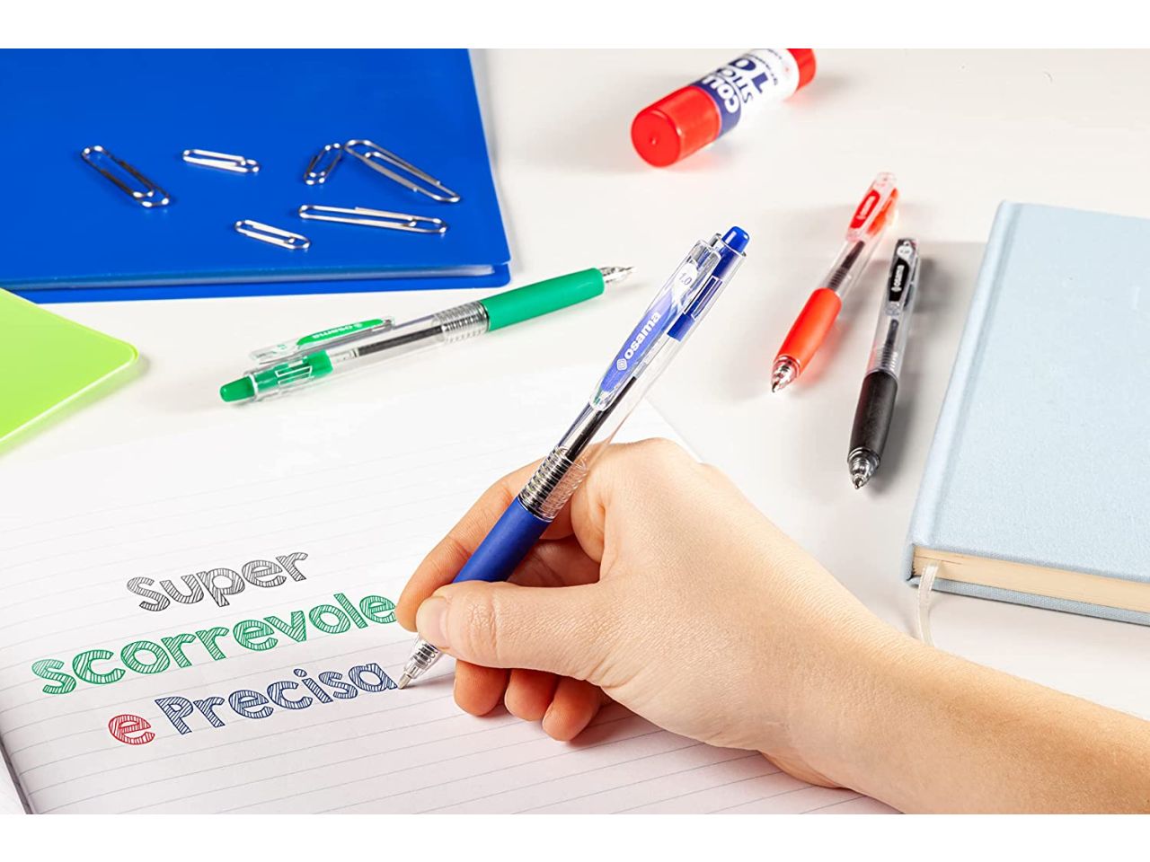 Osama penne obg sfera a scatto blu - la confezione contiene 10 penne