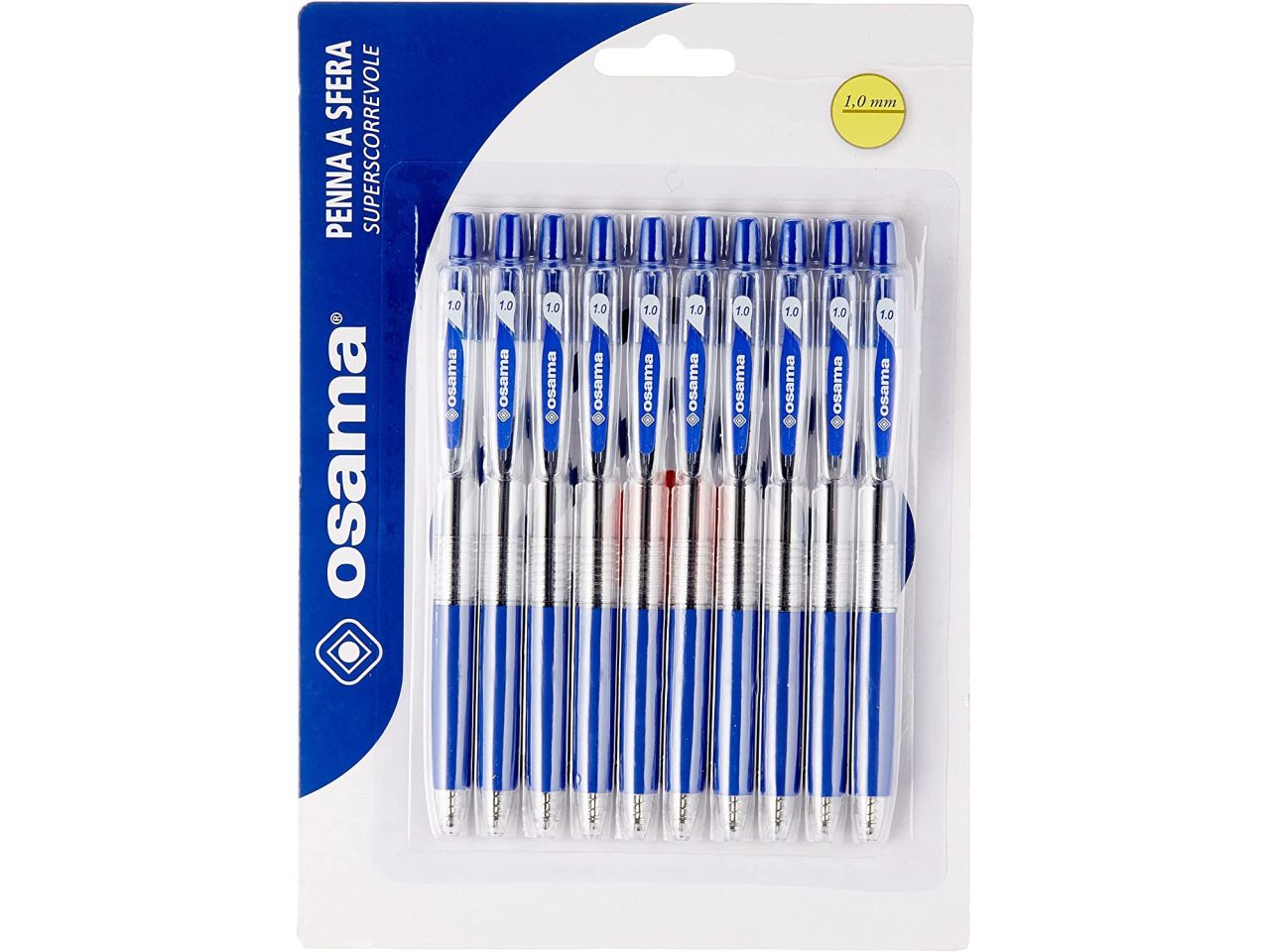 Osama penne obg sfera a scatto blu - la confezione contiene 10 penne