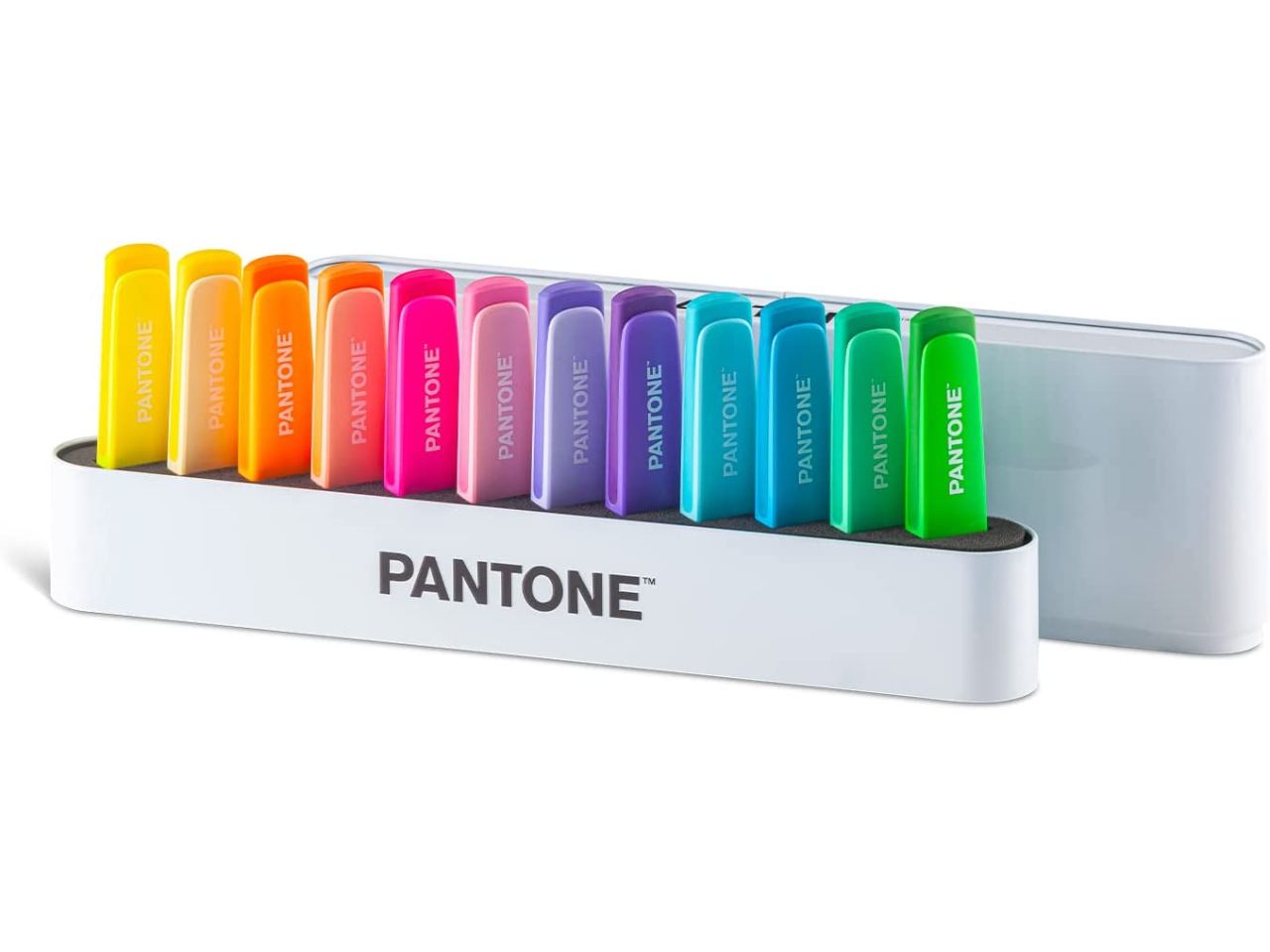 Evidenziatori osama pantone deskset pastel e fluo colori assortiti - la confezione contiene 12 evidenziatori