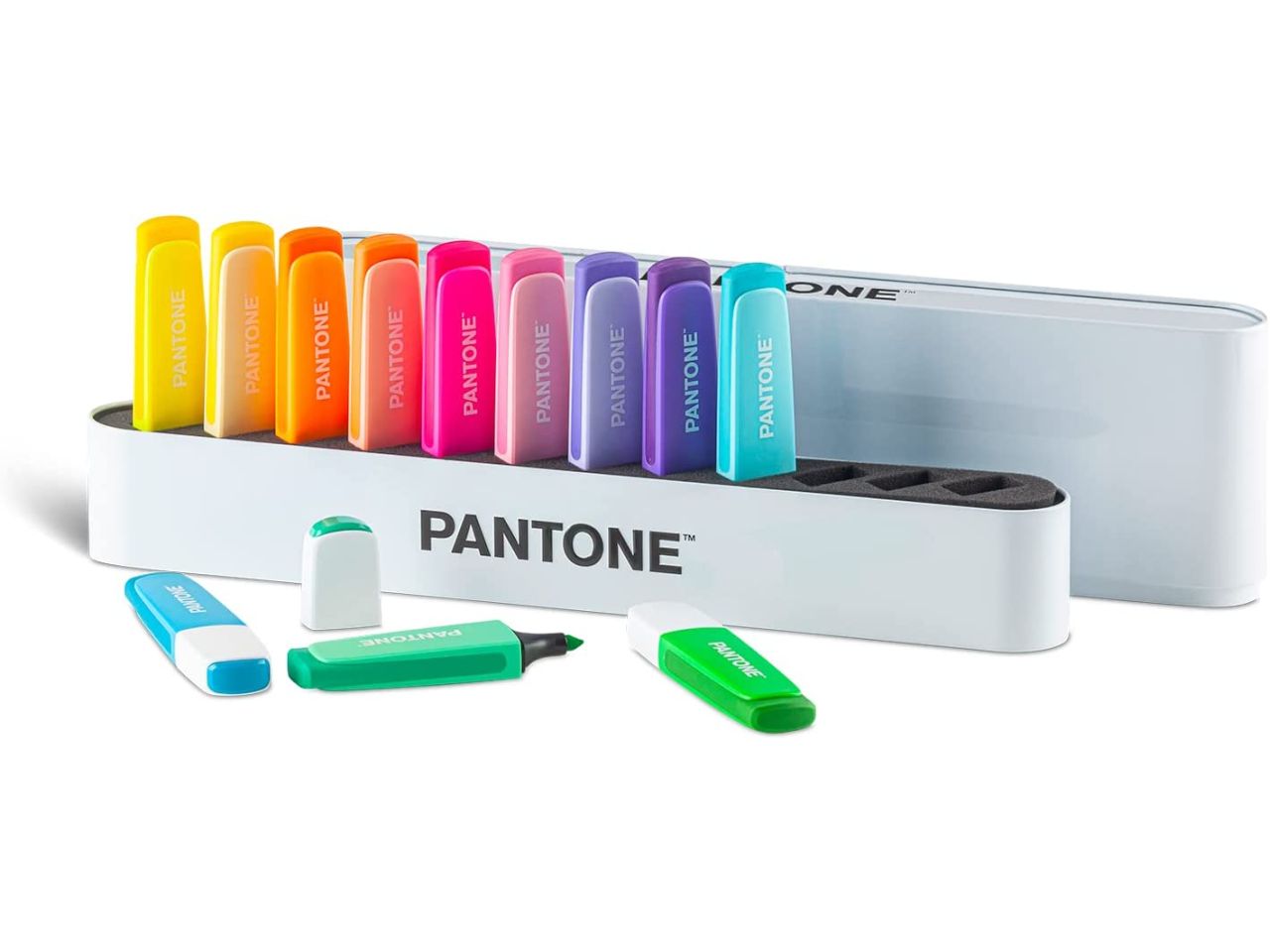 Evidenziatori osama pantone deskset pastel e fluo colori assortiti - la confezione contiene 12 evidenziatori