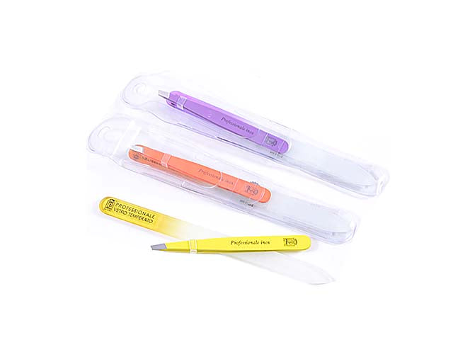 Set pinzetta obliqua + limetta in vetro temperato