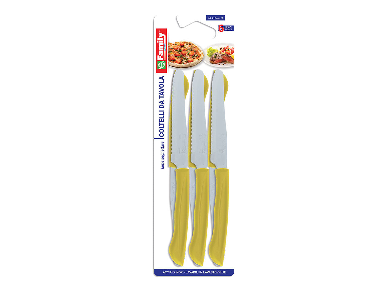 Coltelli tavola 6 pezzi giallo 0211g.11