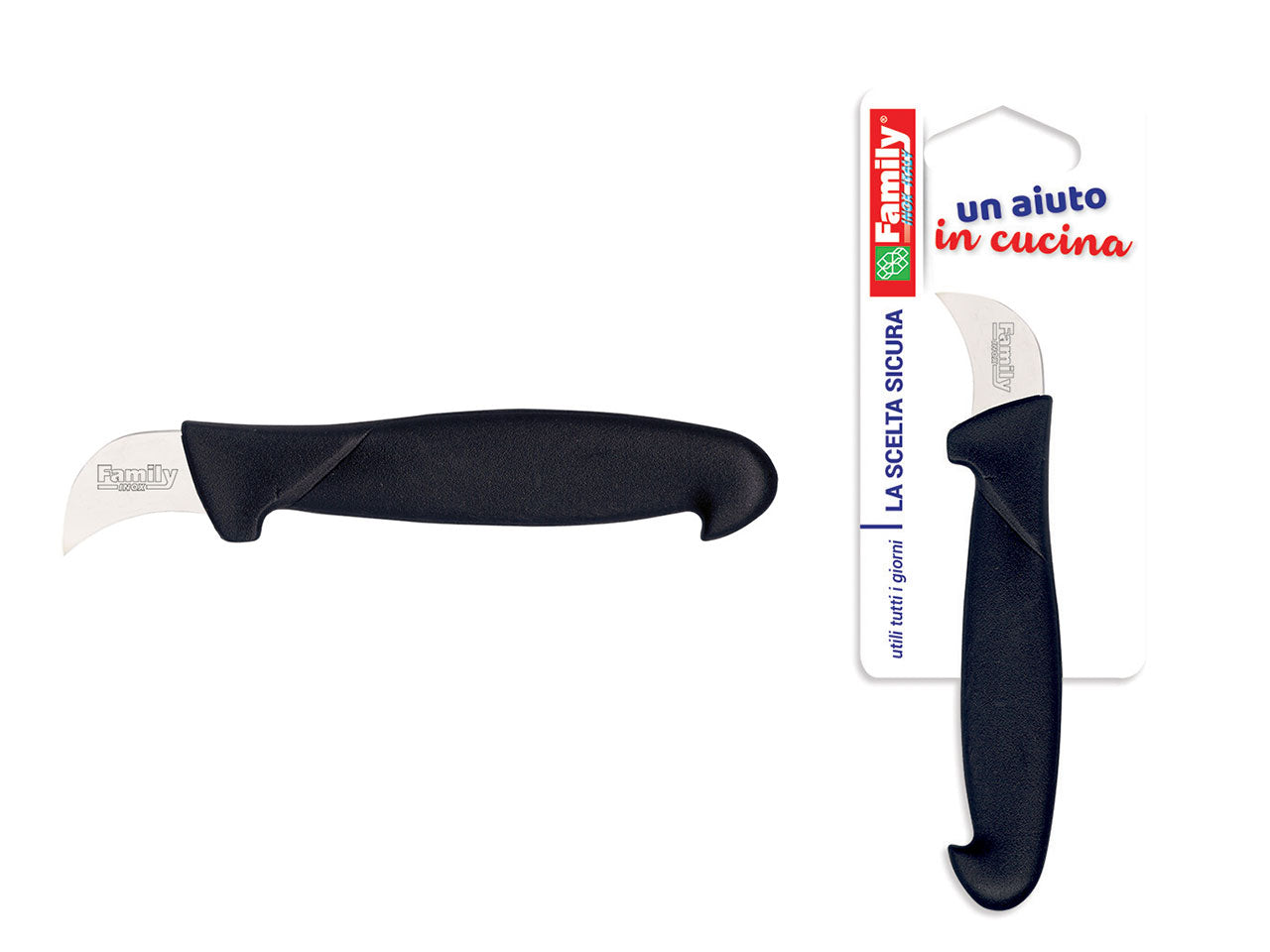 Coltello per castagne, lama inox, manico in polipropilene