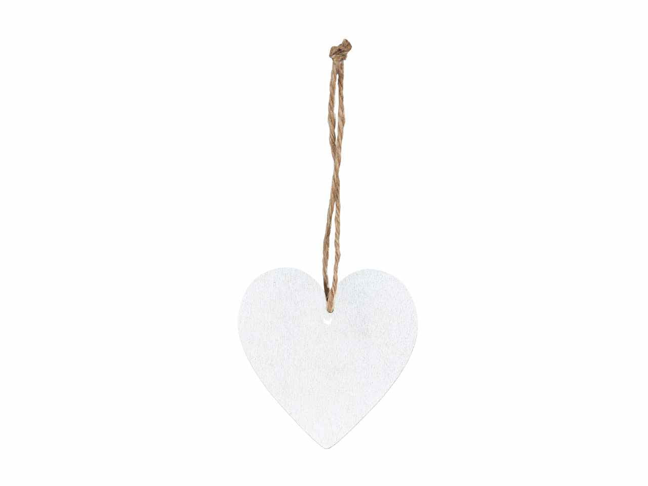 Ciondolo a forma di cuore in legno 12 pezzi cm6 colore bianco