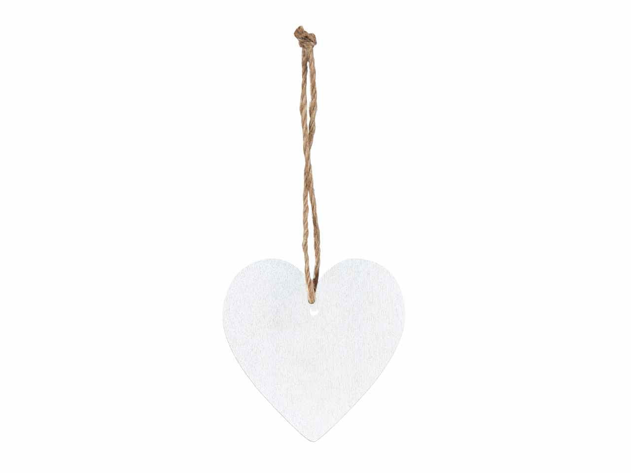 Ciondolo a forma di cuore in legno 24 pezzi cm4 colore bianco