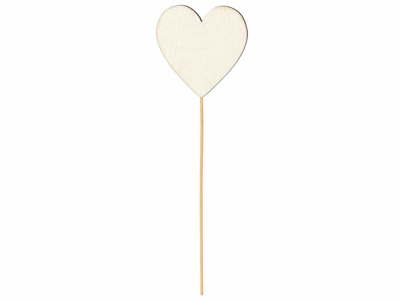 Cuore su stelo 2 pezzi cm7,5xh28 colore naturale