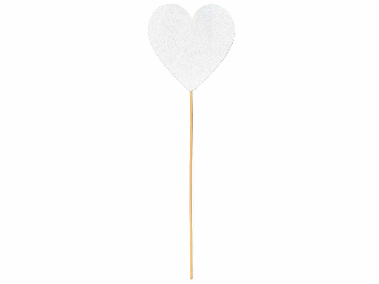Cuore su stelo 2 pezzi cm7,5xh28 colore bianco
