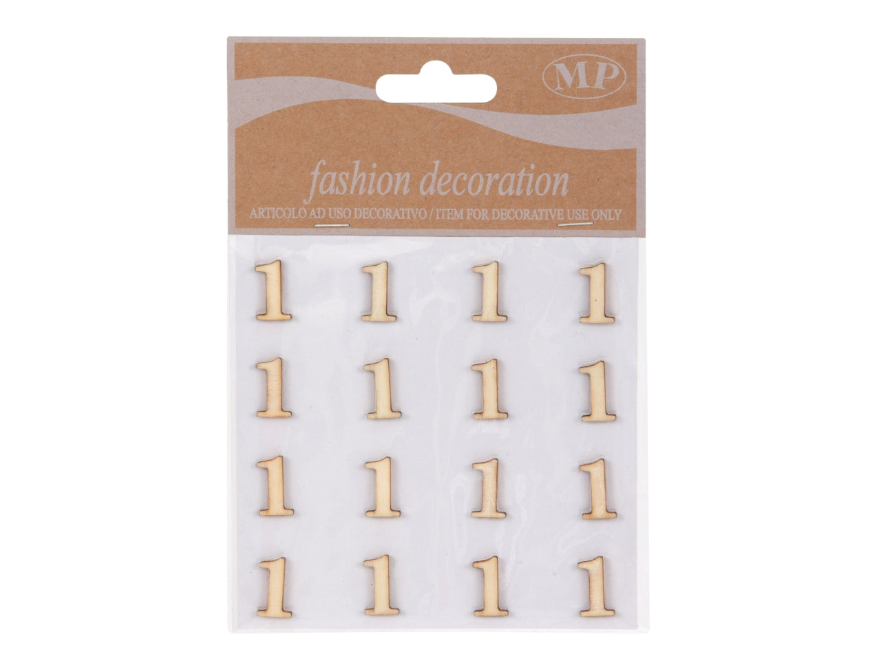Numero 1 in legno adesivo, set da 16, 1.5x0.8 cm - Piovaccari