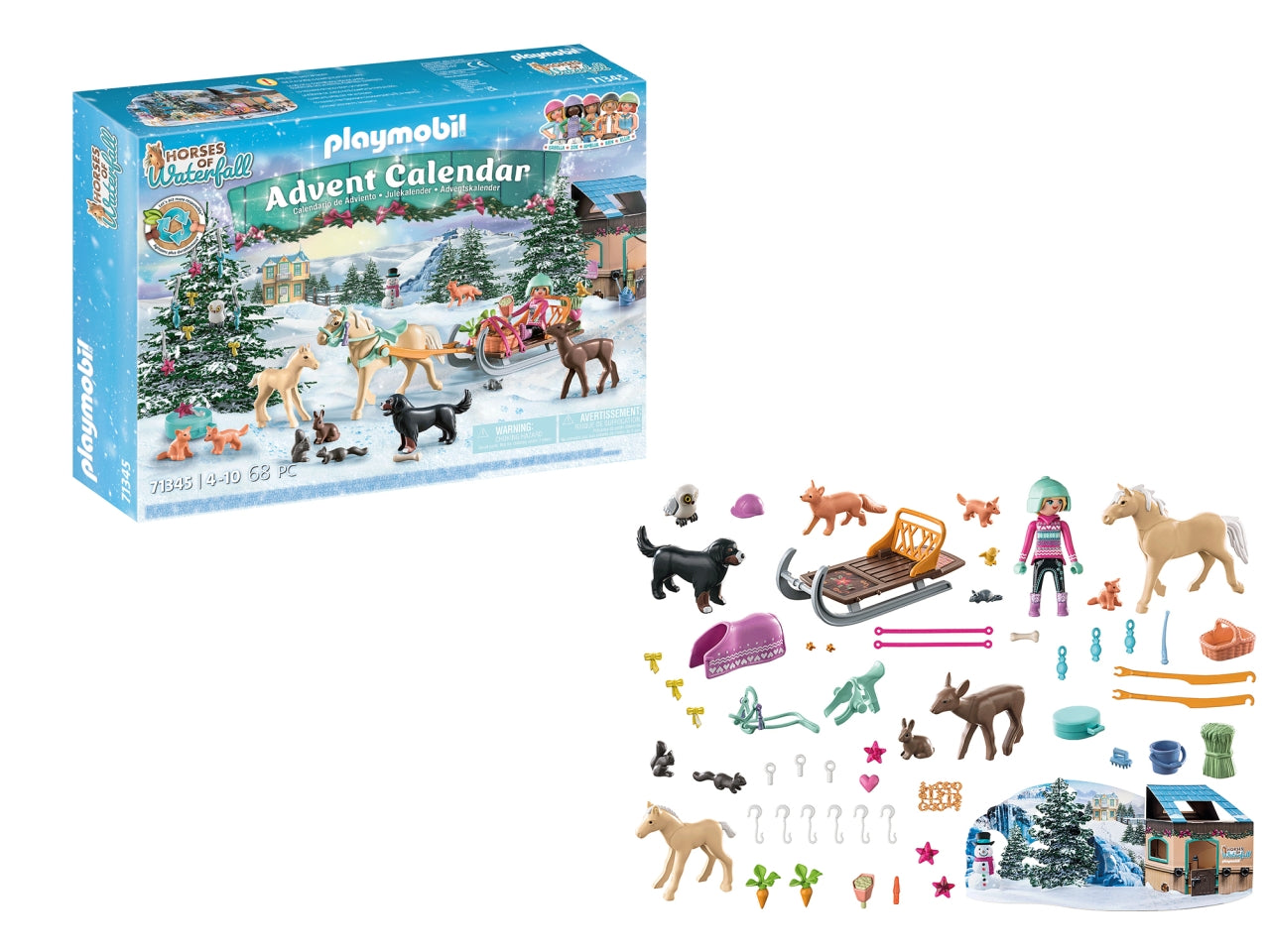 Playmobil Calendario dell'Avvento - Viaggio di Natale in Slitta, 24 giorni di sorprese con Babbo Natale, renne e tanti accessori, giocattolo per bambini dai 4 anni in su | Playmobil