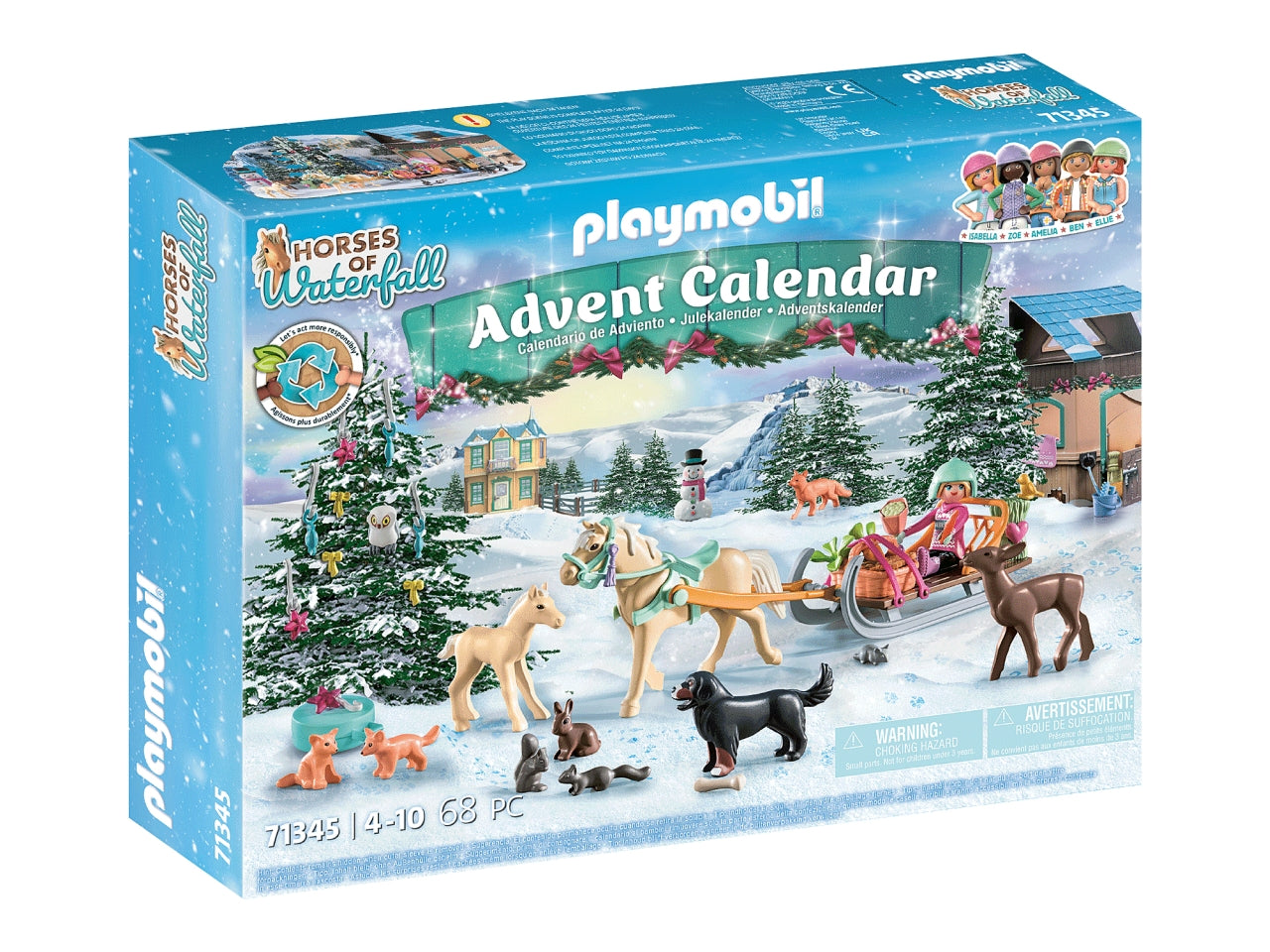 Playmobil Calendario dell'Avvento - Viaggio di Natale in Slitta, 24 giorni di sorprese con Babbo Natale, renne e tanti accessori, giocattolo per bambini dai 4 anni in su | Playmobil