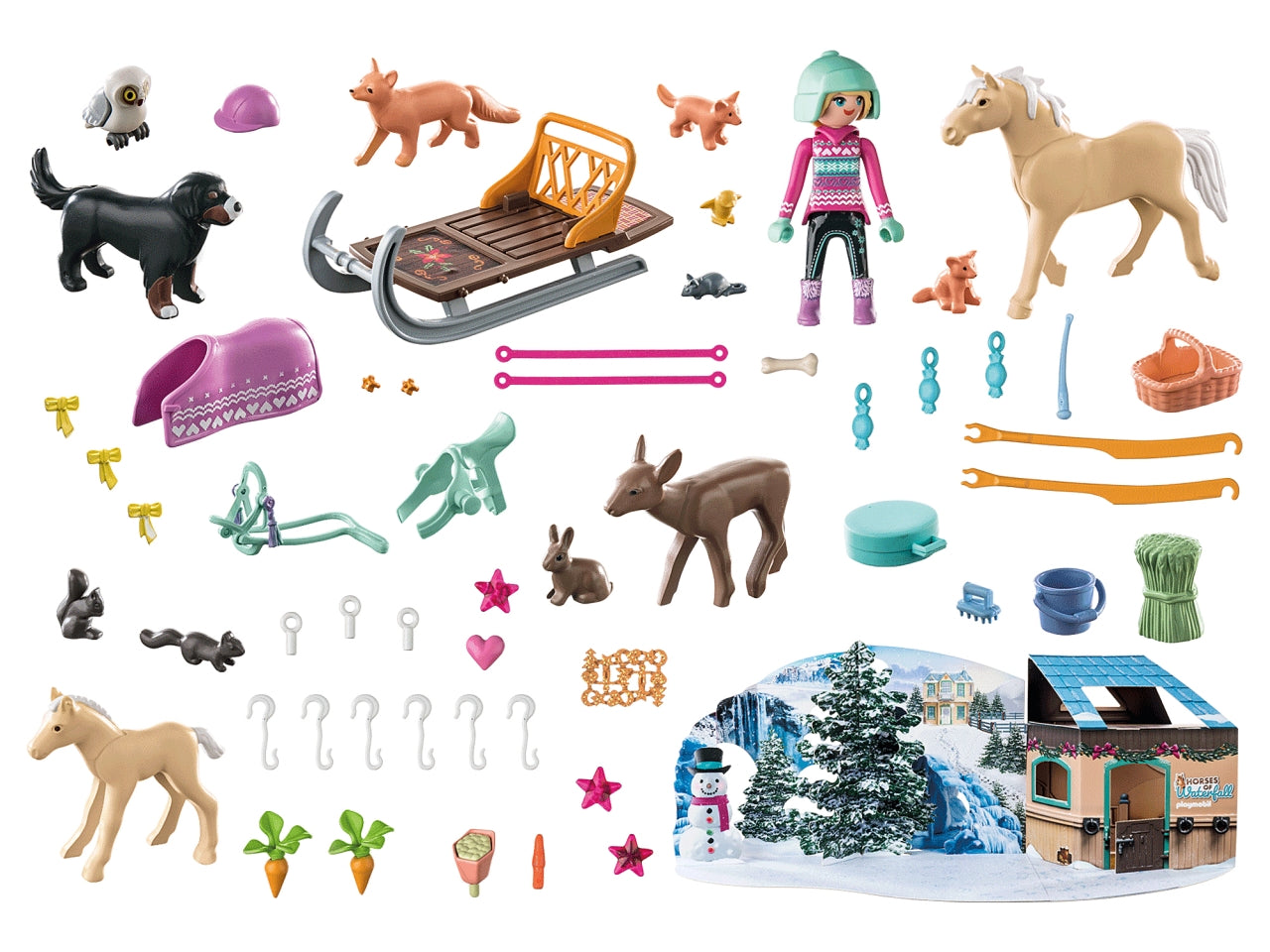 Playmobil Calendario dell'Avvento - Viaggio di Natale in Slitta, 24 giorni di sorprese con Babbo Natale, renne e tanti accessori, giocattolo per bambini dai 4 anni in su | Playmobil