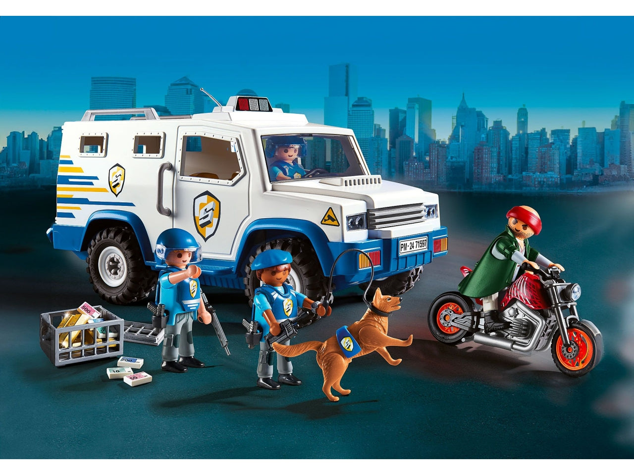 Playmobil Furgone Portavalori, edizione esclusiva per il 50Â° anniversario, con accessori e personaggi trasformabili, giocattolo per bambini dai 4 anni in su | Playmobil