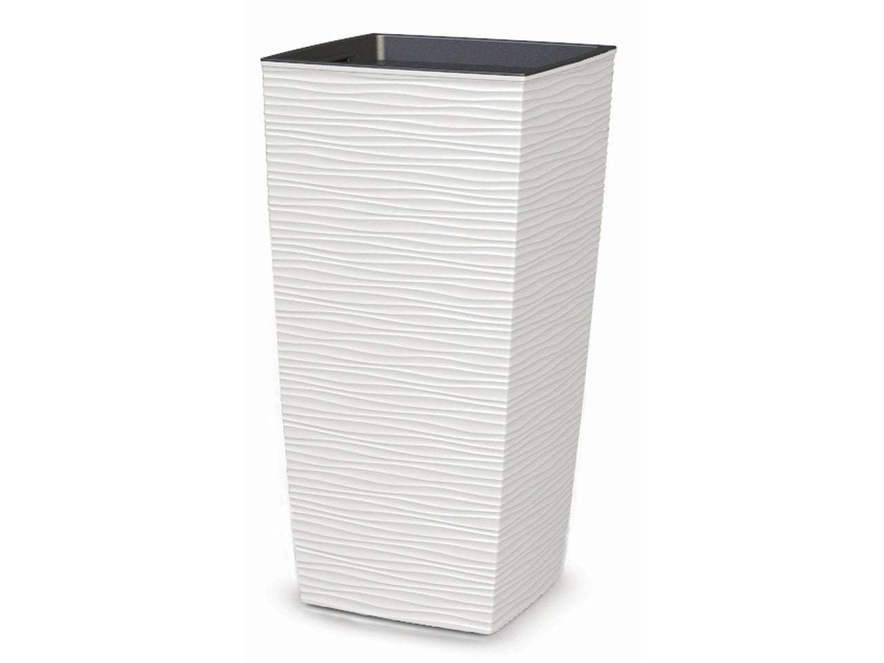 Vaso quadrato alto, bianco in plastica, Aurora con vaso interno estraibile, 35x35x67cm - Blumax
