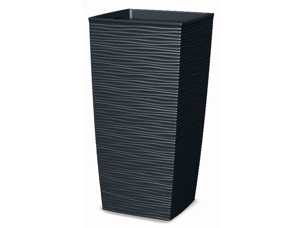 Vaso quadrato alto antracite in plastica Aurora con vaso interno estraibile, 25x25x46,5 cm - Blumax
