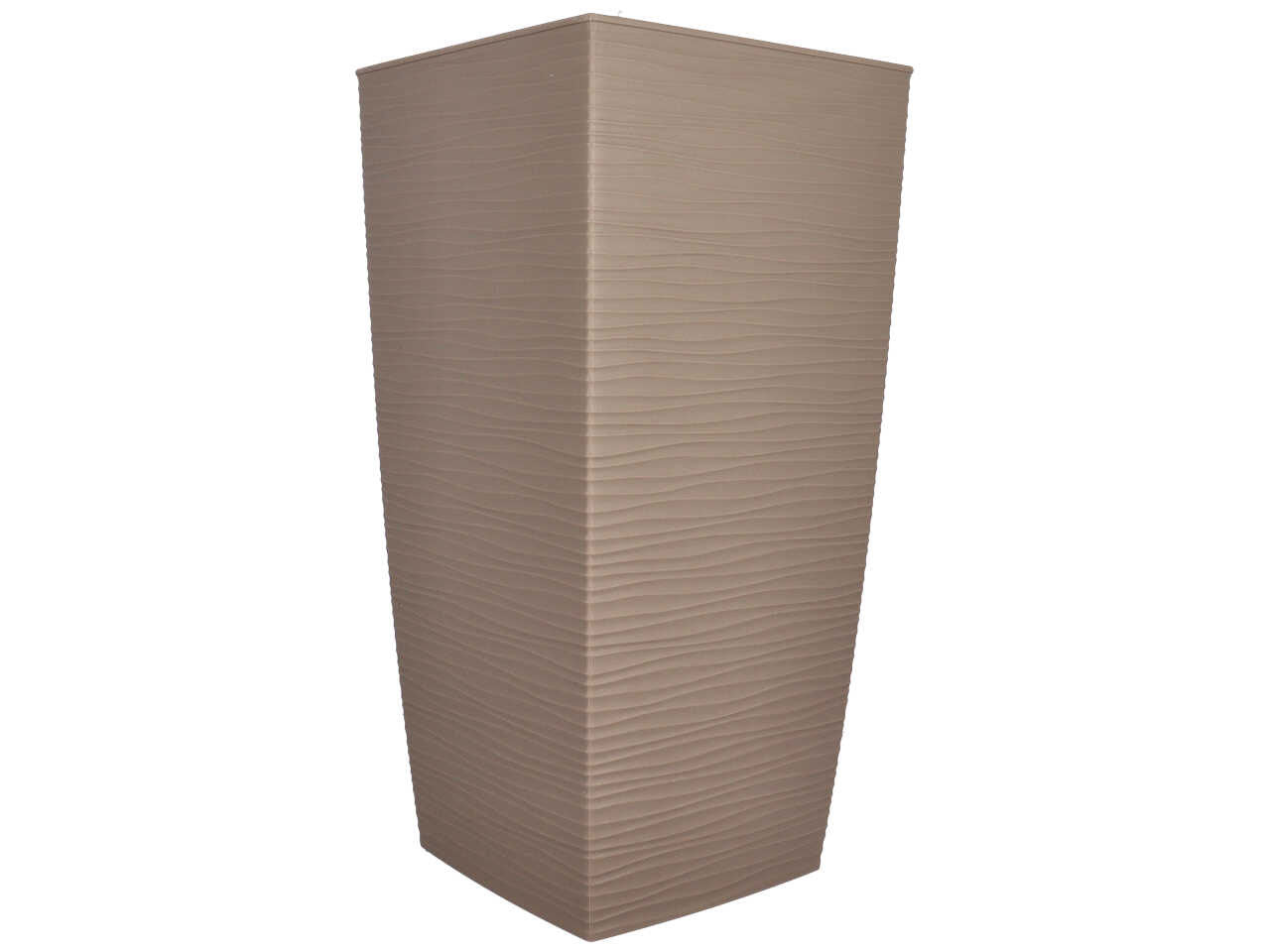 Vaso quadrato alto, tortora in plastica, Aurora con vaso interno estraibile, 35x35x67cm - Blumax