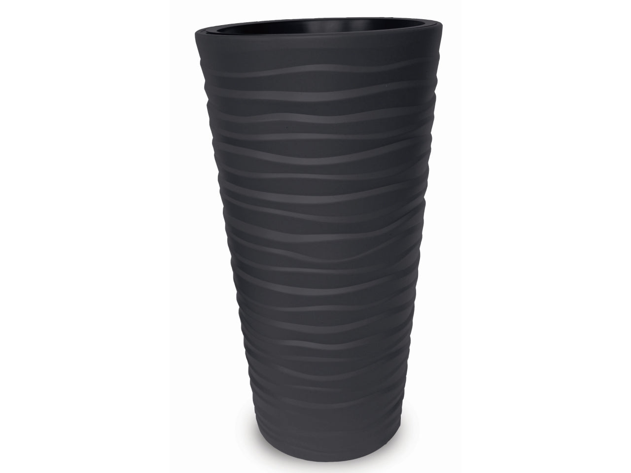 Vaso fioriera, posacenere tondo alto colore antracite in plastica, Bora, 30x52 cm - Blumax