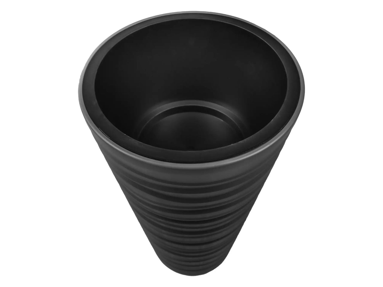 Vaso fioriera, posacenere tondo alto colore antracite in plastica, Bora, 30x52 cm - Blumax