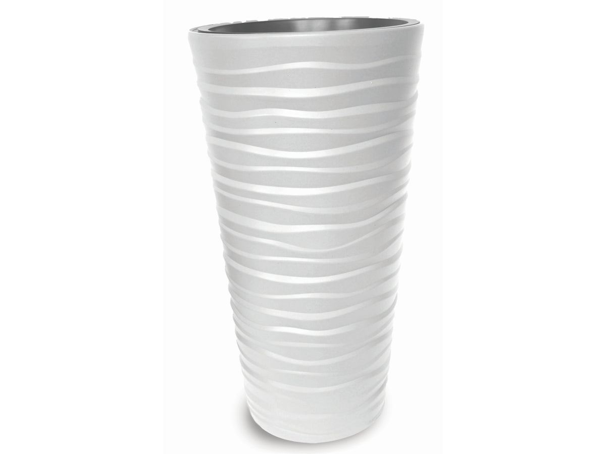Vaso fioriera, posacenere tondo alto colore bianco in plastica, Bora, 30x52 cm - Blumax