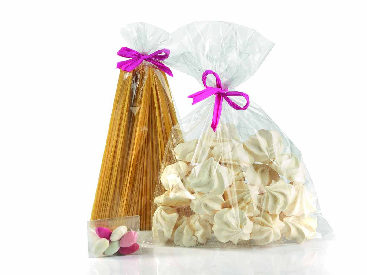 Buste trasparenti in plastica fondo quadrato 6x20 cm, 100 pezzi - Made in Italy - Piennepi