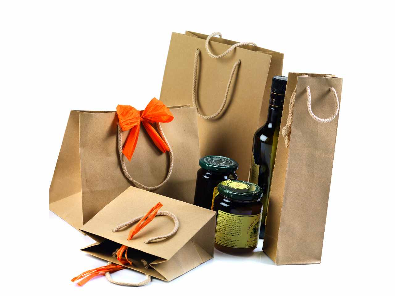 Busta shopper carta kraft 35x32+25