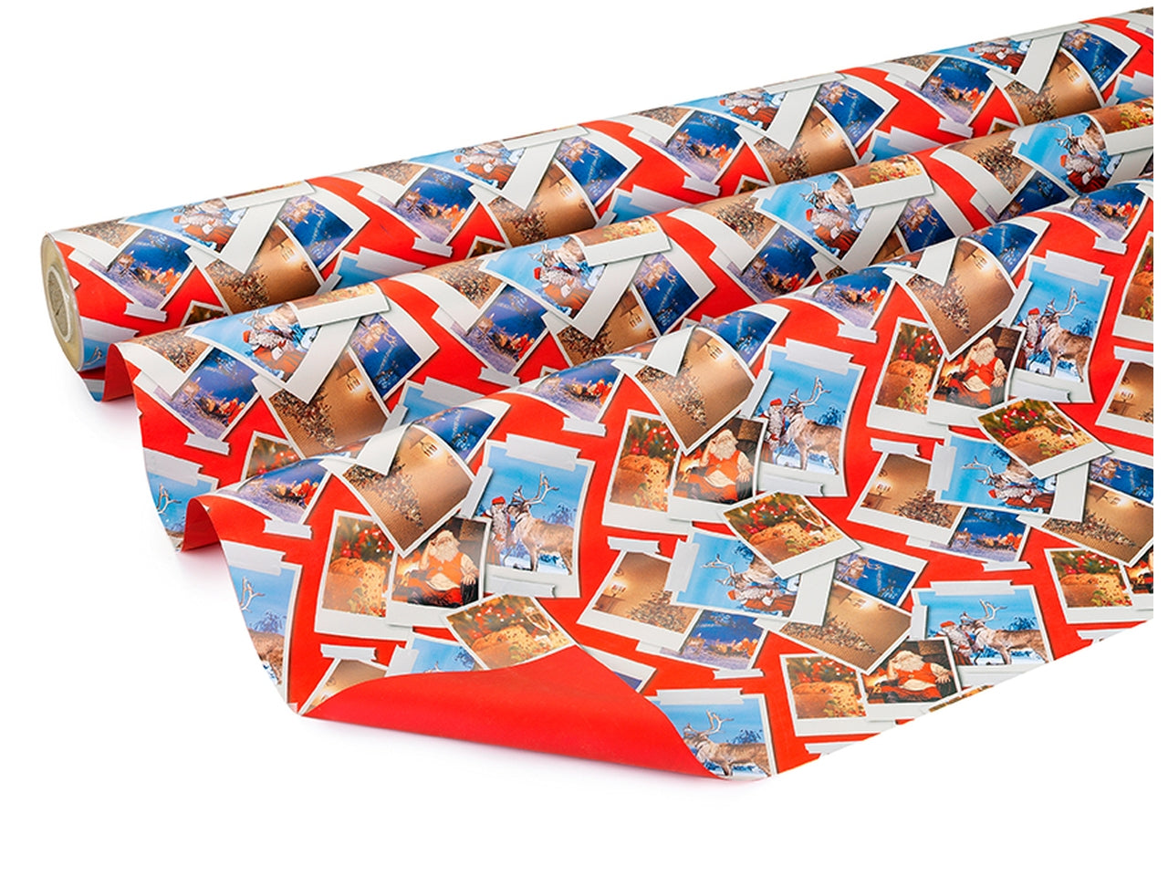 Bobine perlate 40my decorazione xmas polaroid fondo rosso misura 1,00x25mt