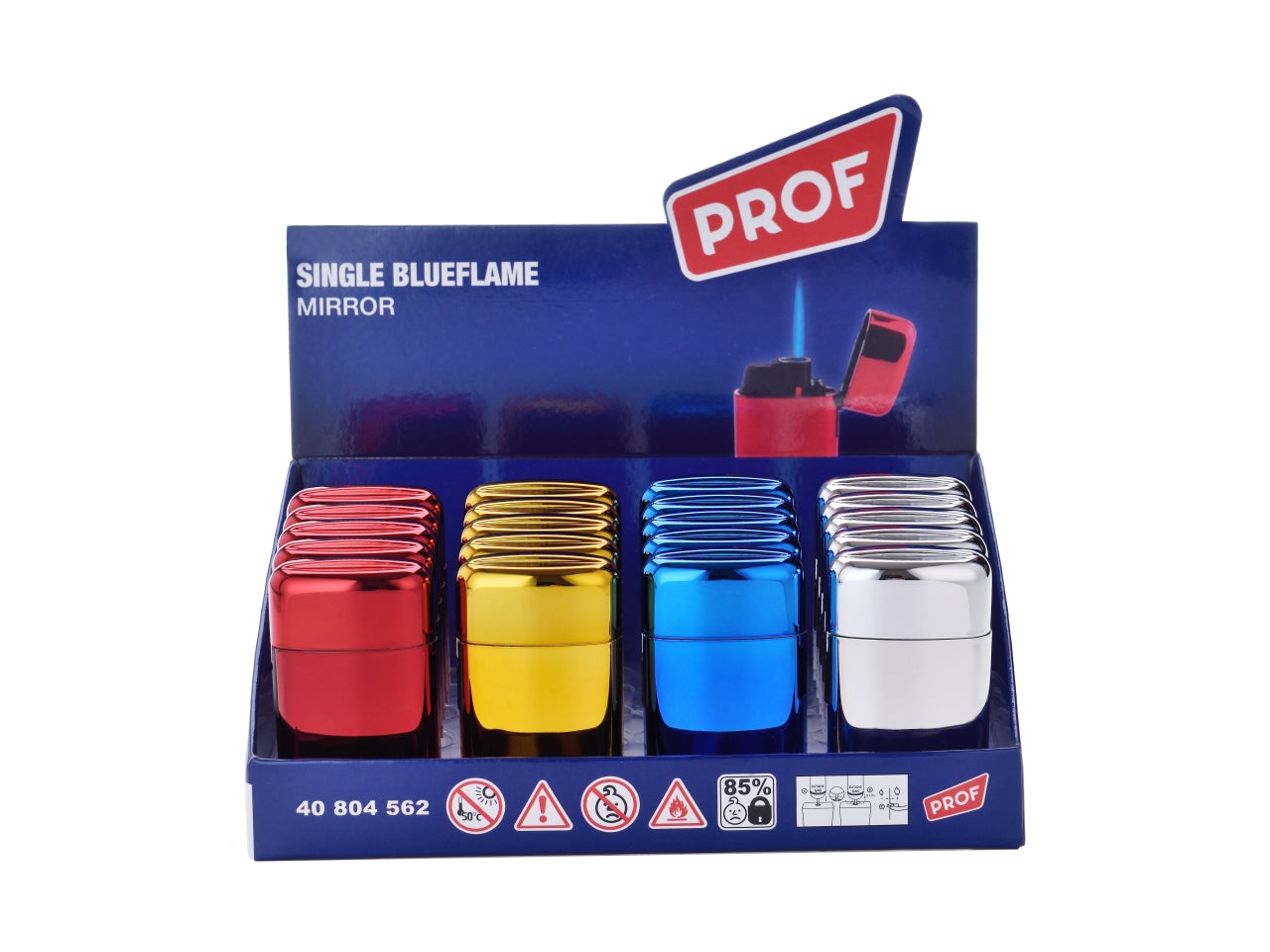 Prof accendino a specchio con fiamma blu