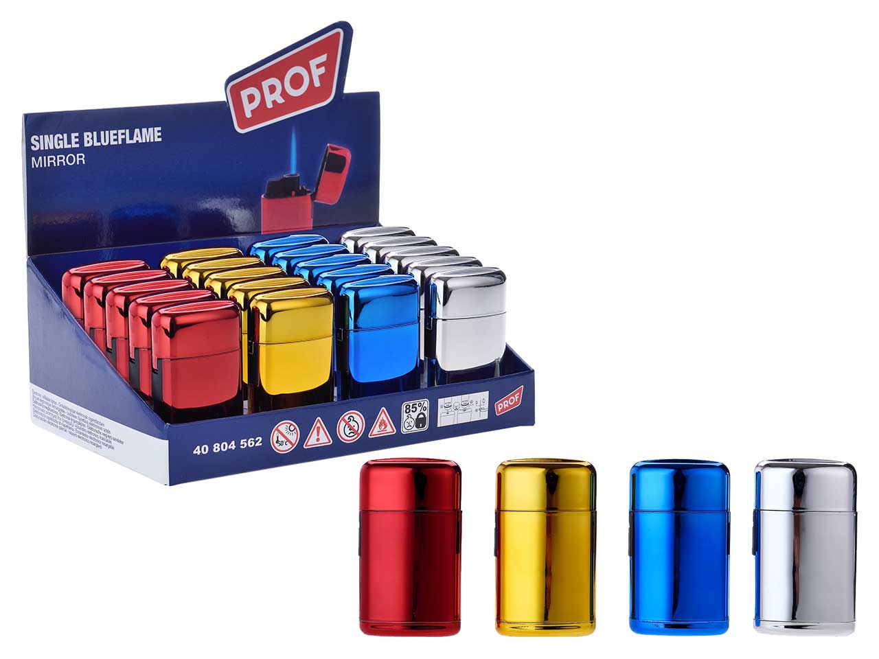 Prof accendino a specchio con fiamma blu